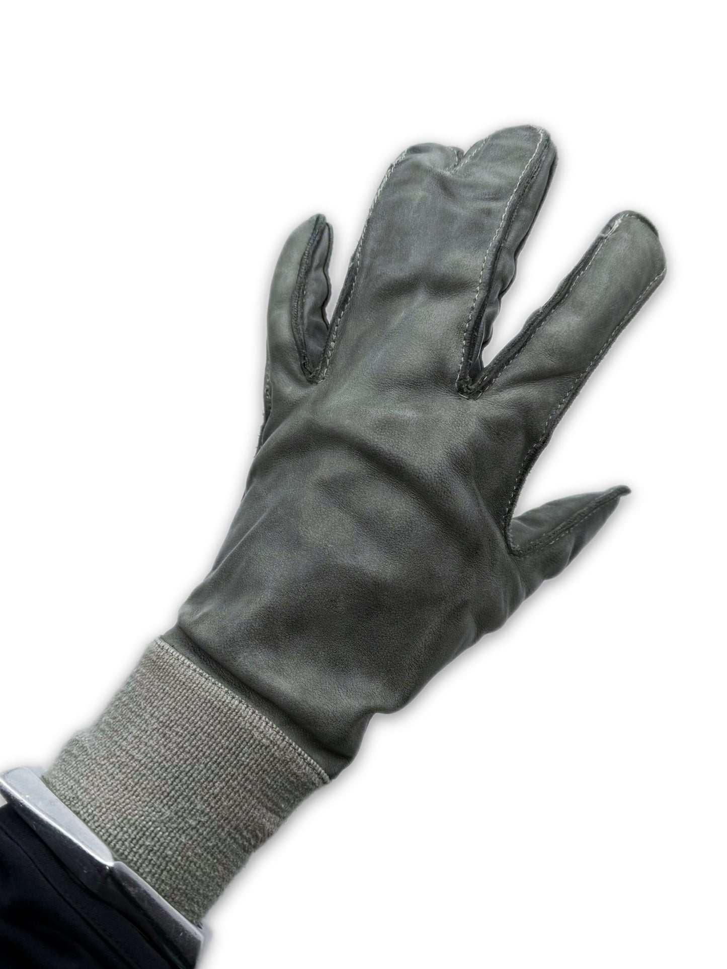 Carol Christian Poell Dual Finger Object Dyed Blue Leather Gloves