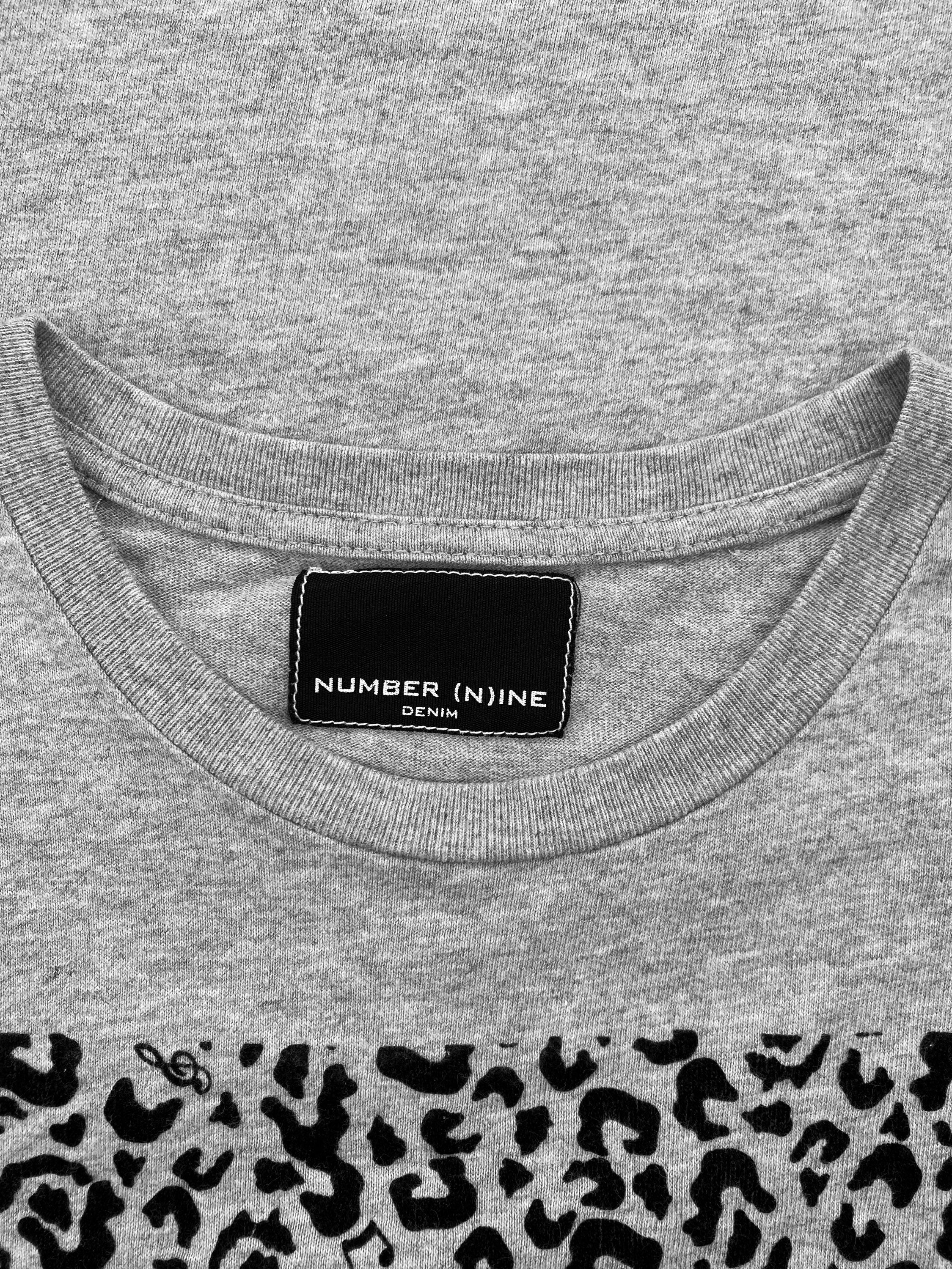 Number (N)ine Cheetah Print Heather Grey Logo T-Shirt