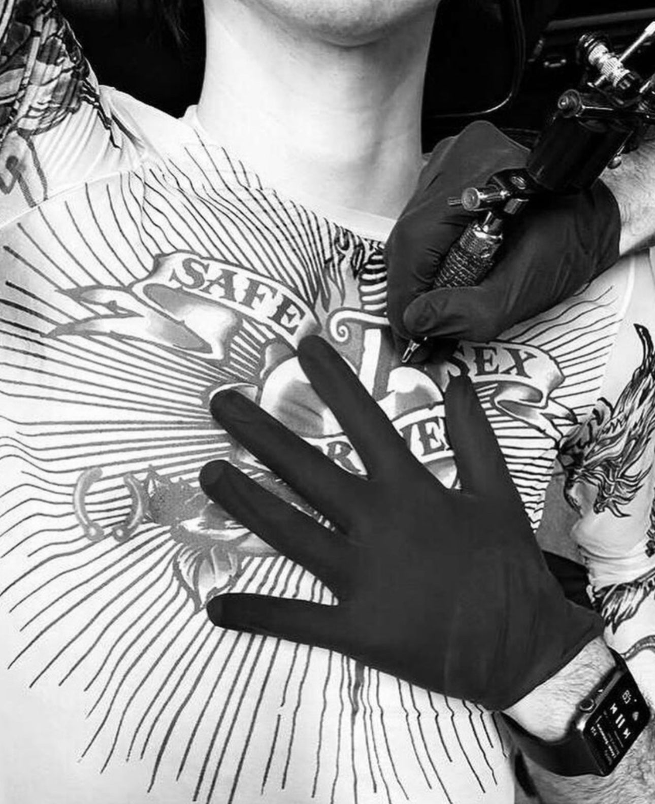 SS96 Jean Paul Gaultier ‘Safe Sex Forever’ Mesh Tattoo Longsleeve