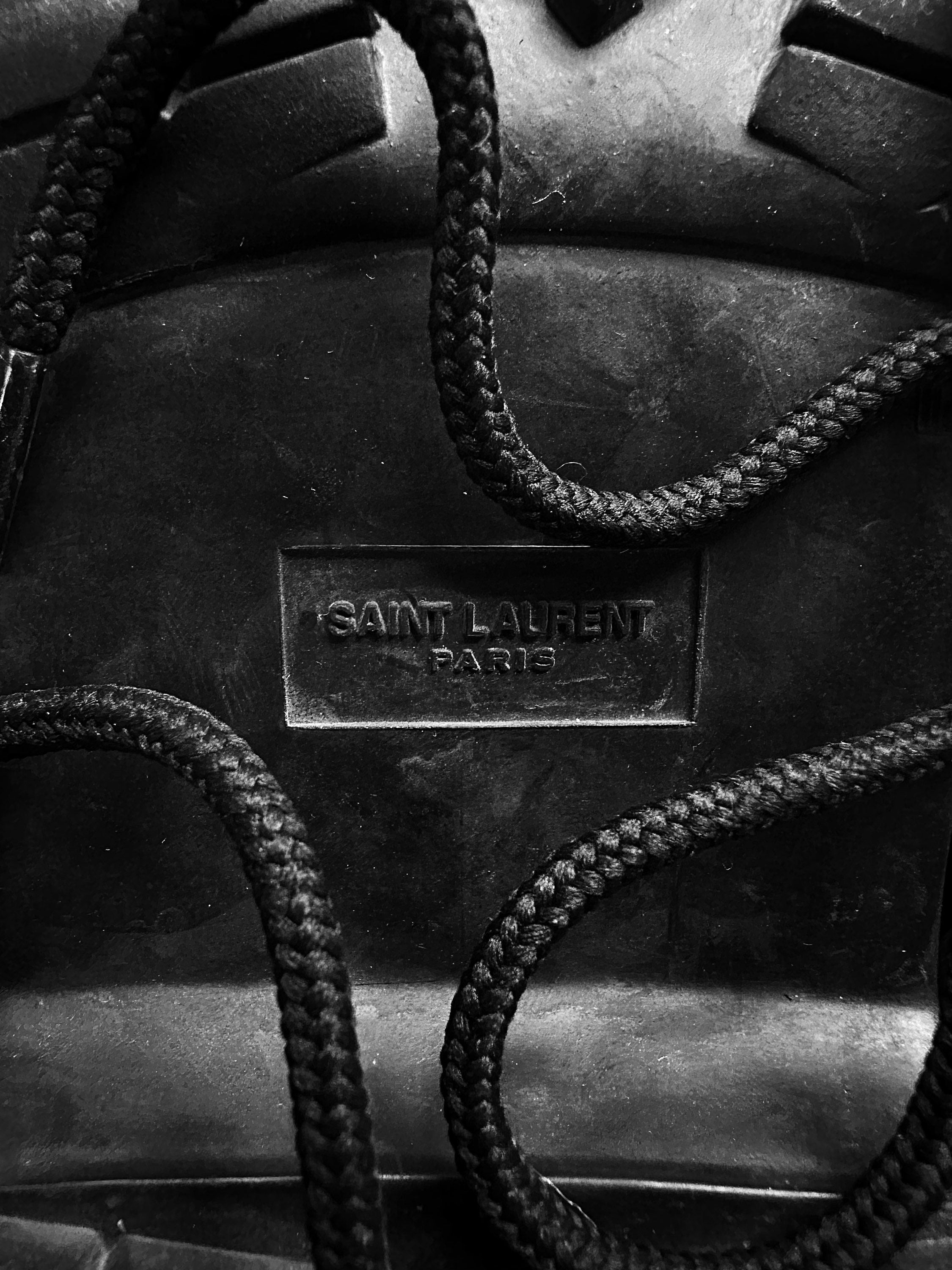 Saint Laurent Black Leather Shearling Lined Combat Boots
