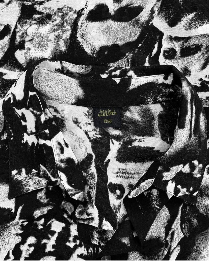 AW92 Jean Paul Gaultier ‘Faces’ Jacquard Woven Collared Shirt