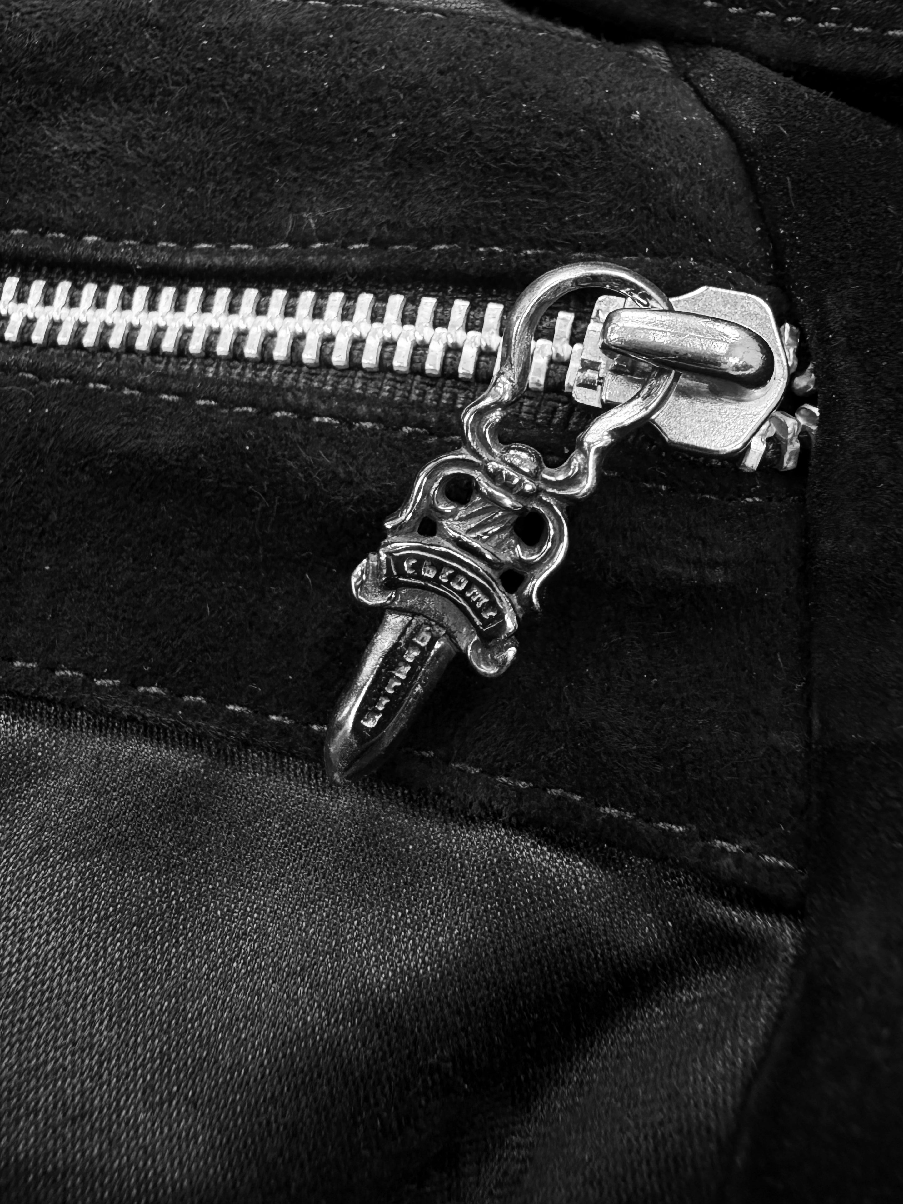 Chrome Hearts ‘Fleur de Lis’ Leather Patch Suede Cross Button Vest