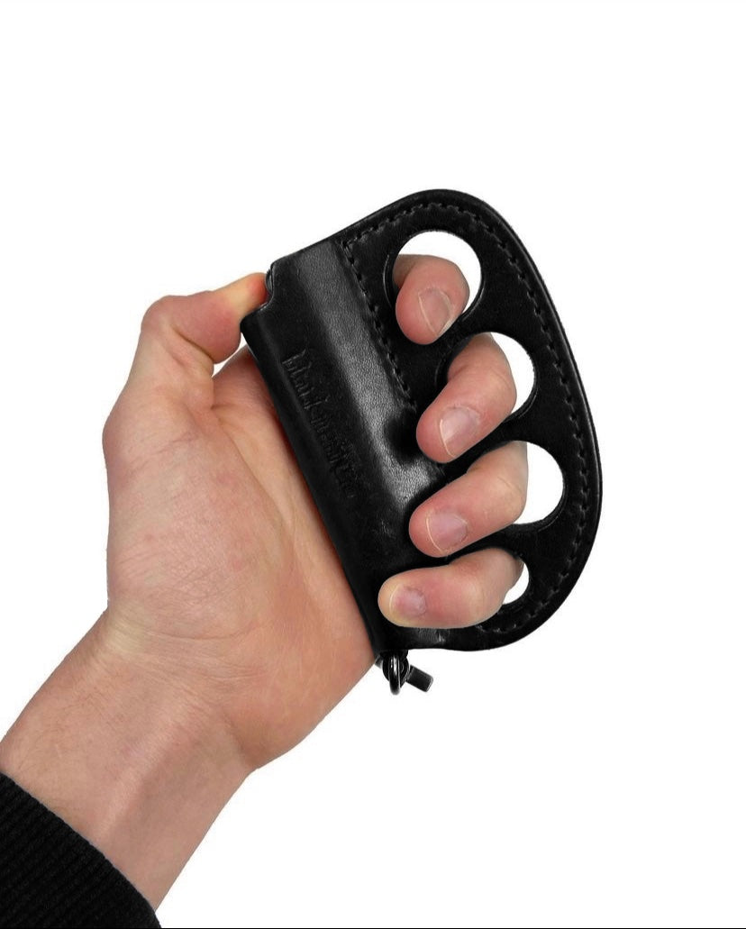 Blackmeans Leather Brass Knuckles Duster Lighter holder
