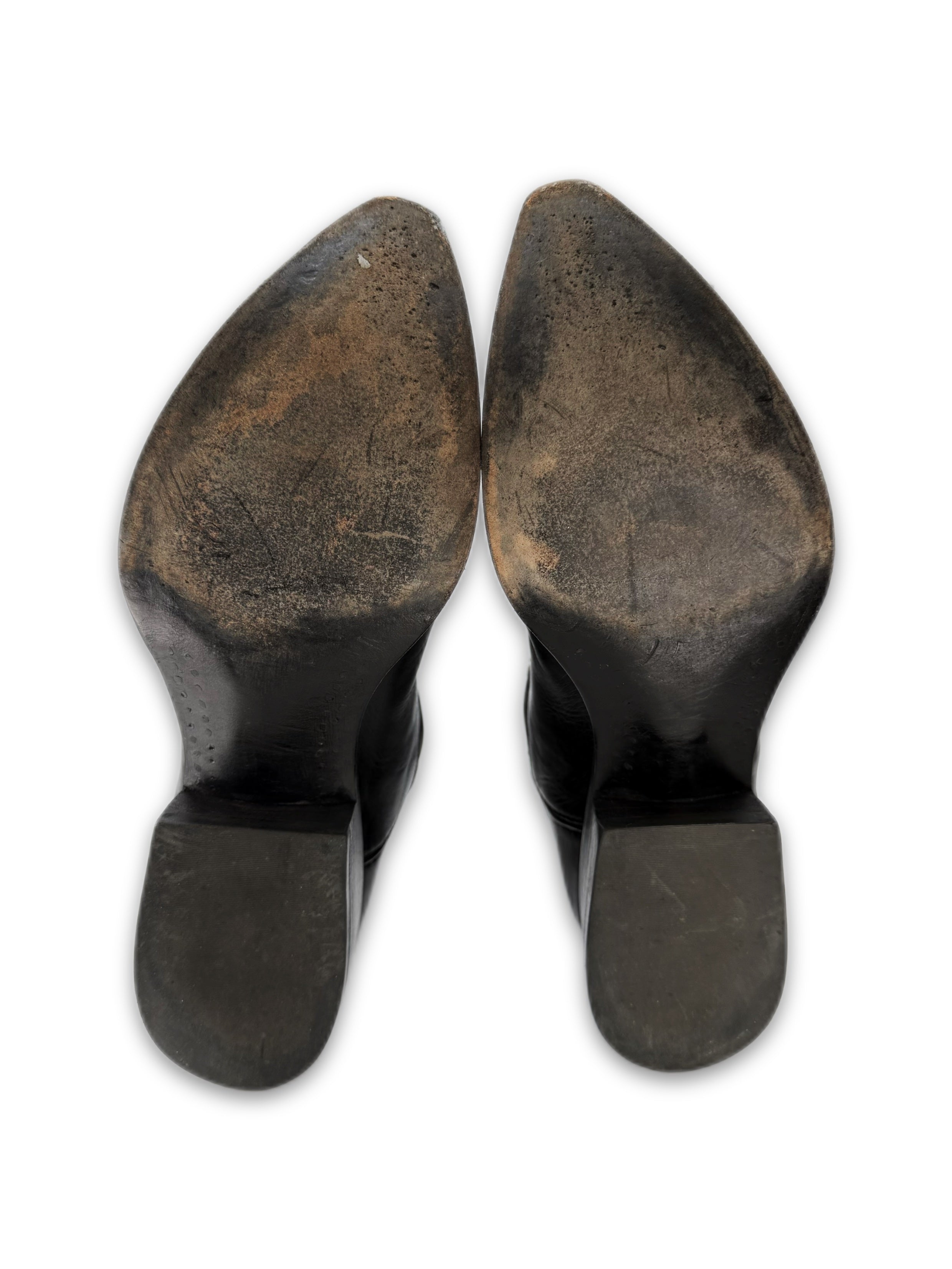 Chrome Hearts Western Star Black Leather Dagger Cowboy Boots
