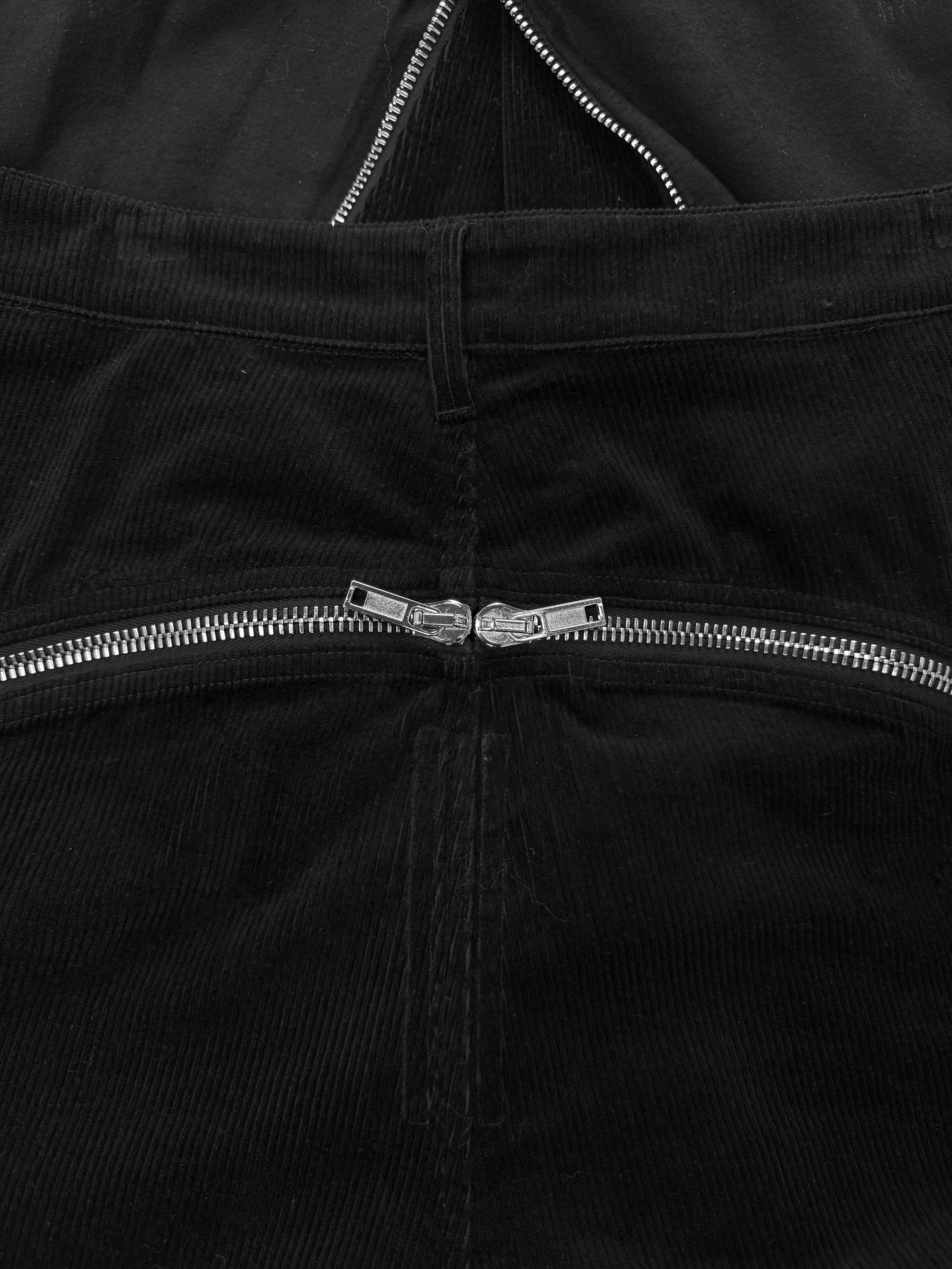 Rick Owens Corduroy Bolan Banana Zip Black Flared Pants