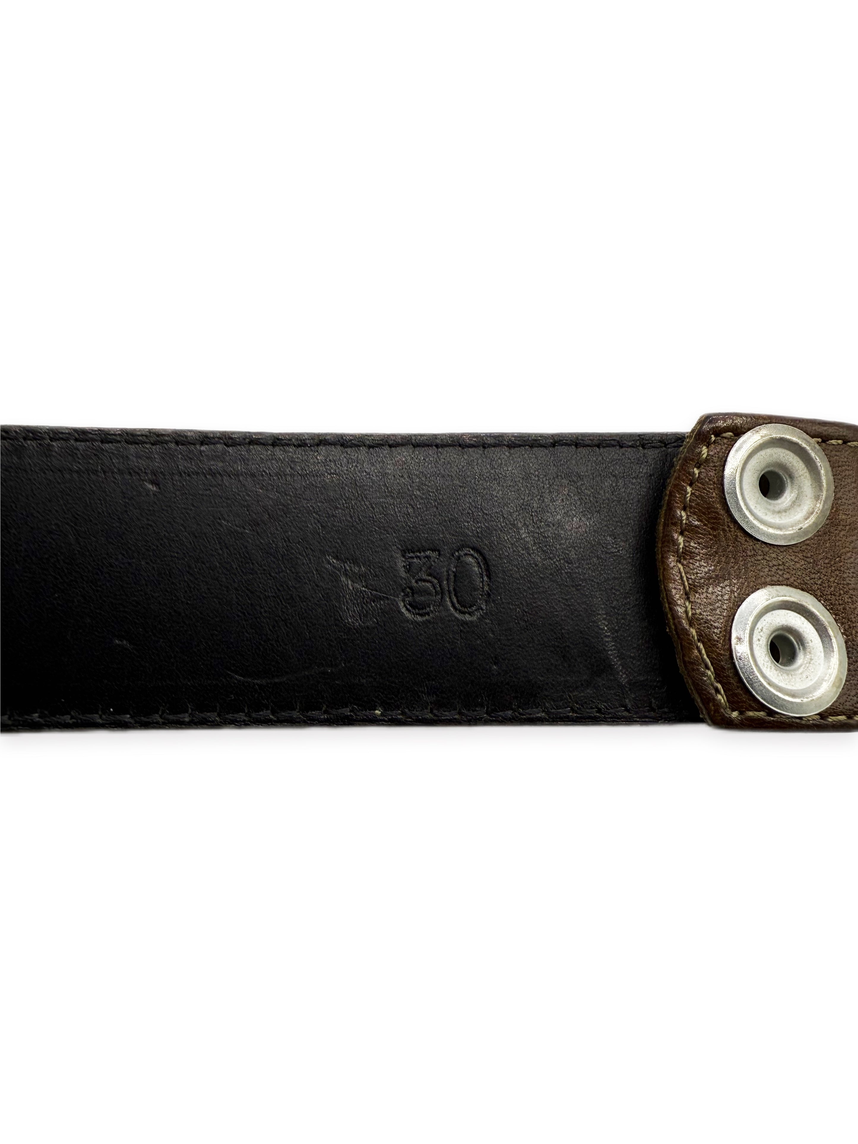 Chrome Hearts Green Camouflage .925 Silver Leather Belt Strap