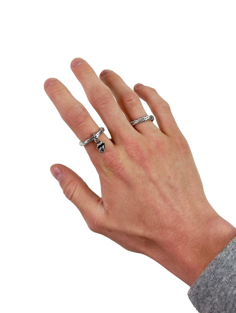 2002 Chrome Hearts .925 Silver Etched Rolling Stones Ring