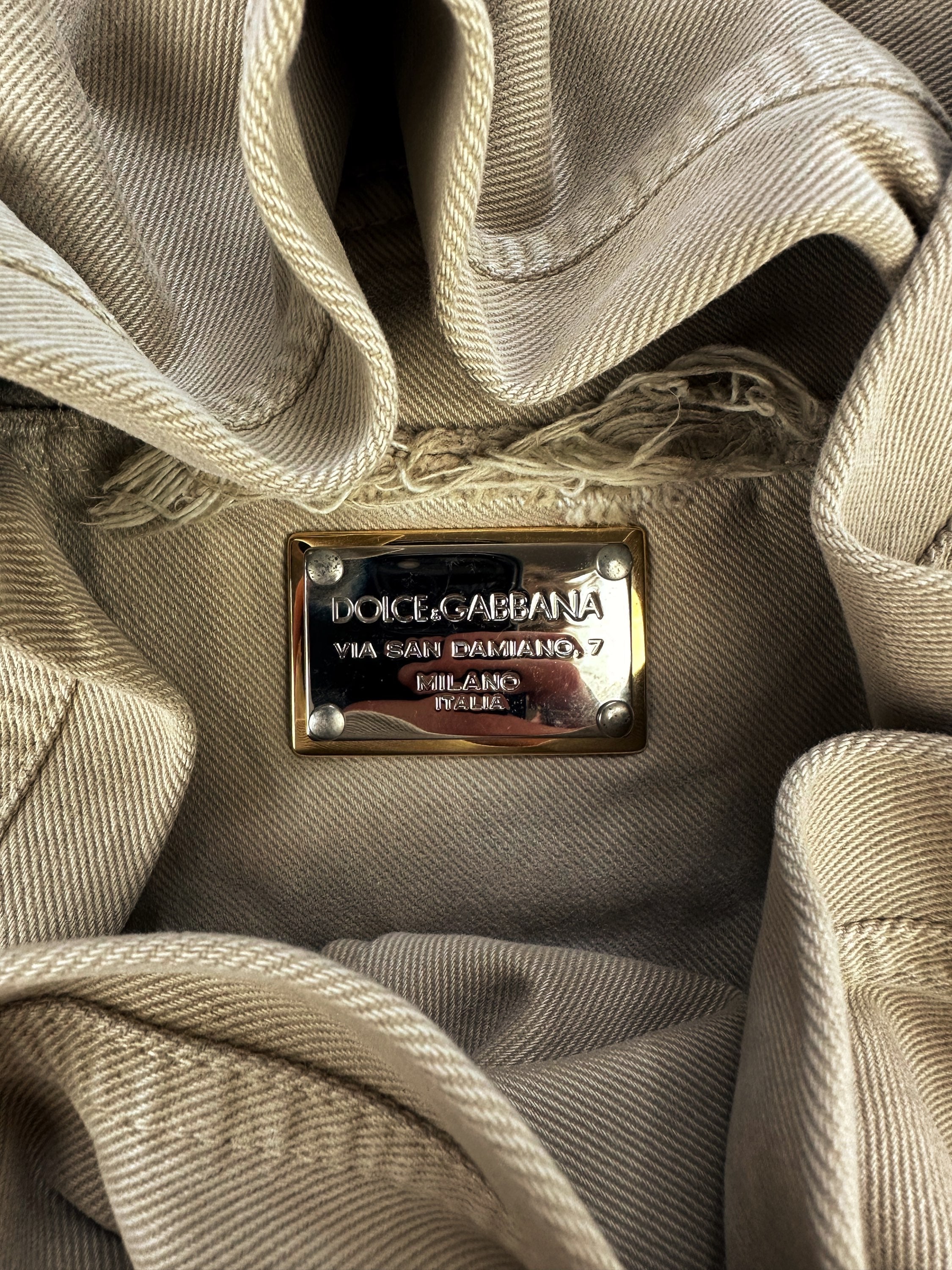 00s Dolce & Gabbana Tan Distressed Denim