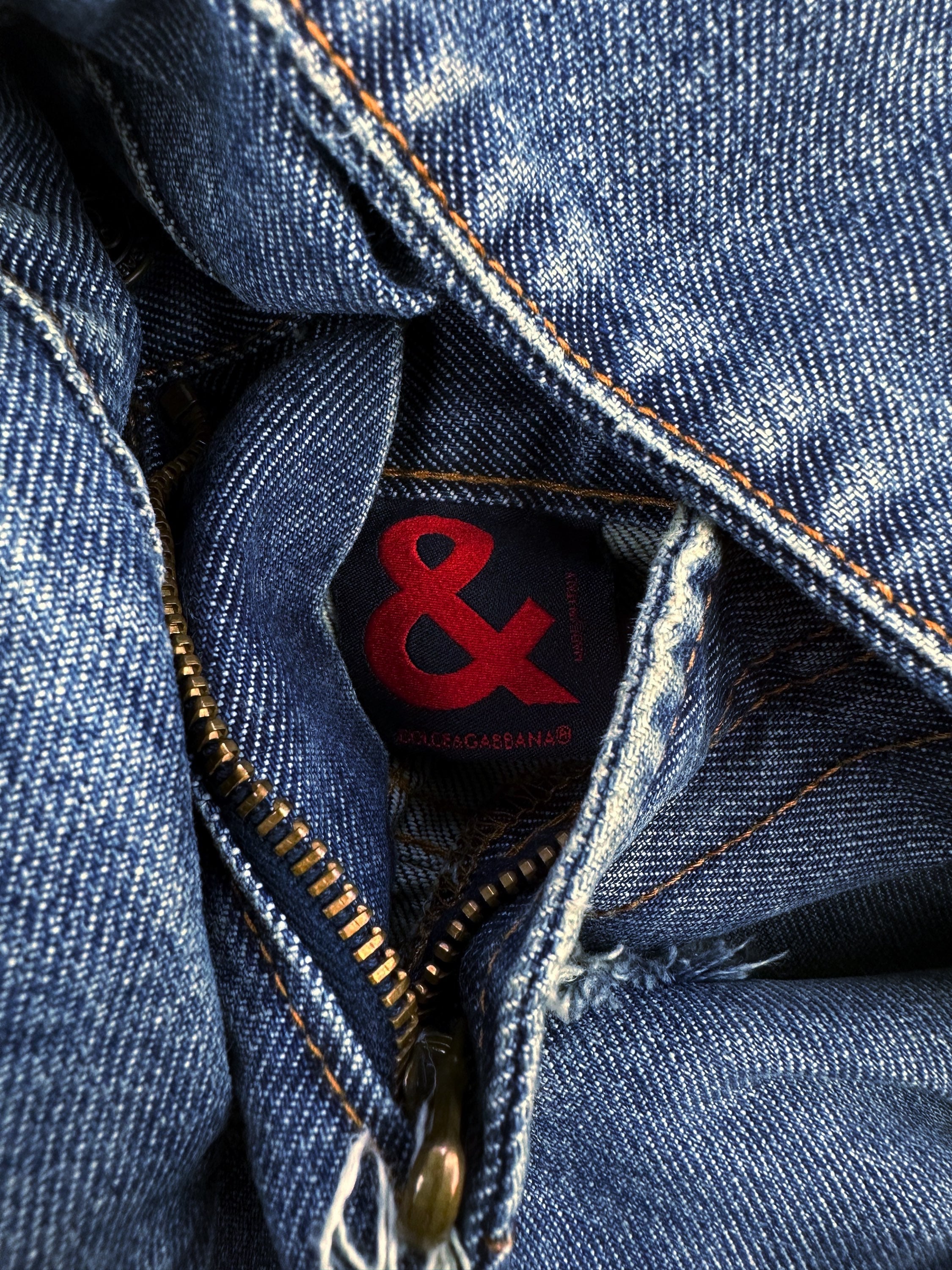 00s Dolce & Gabbana Distressed Navy Blue Denim