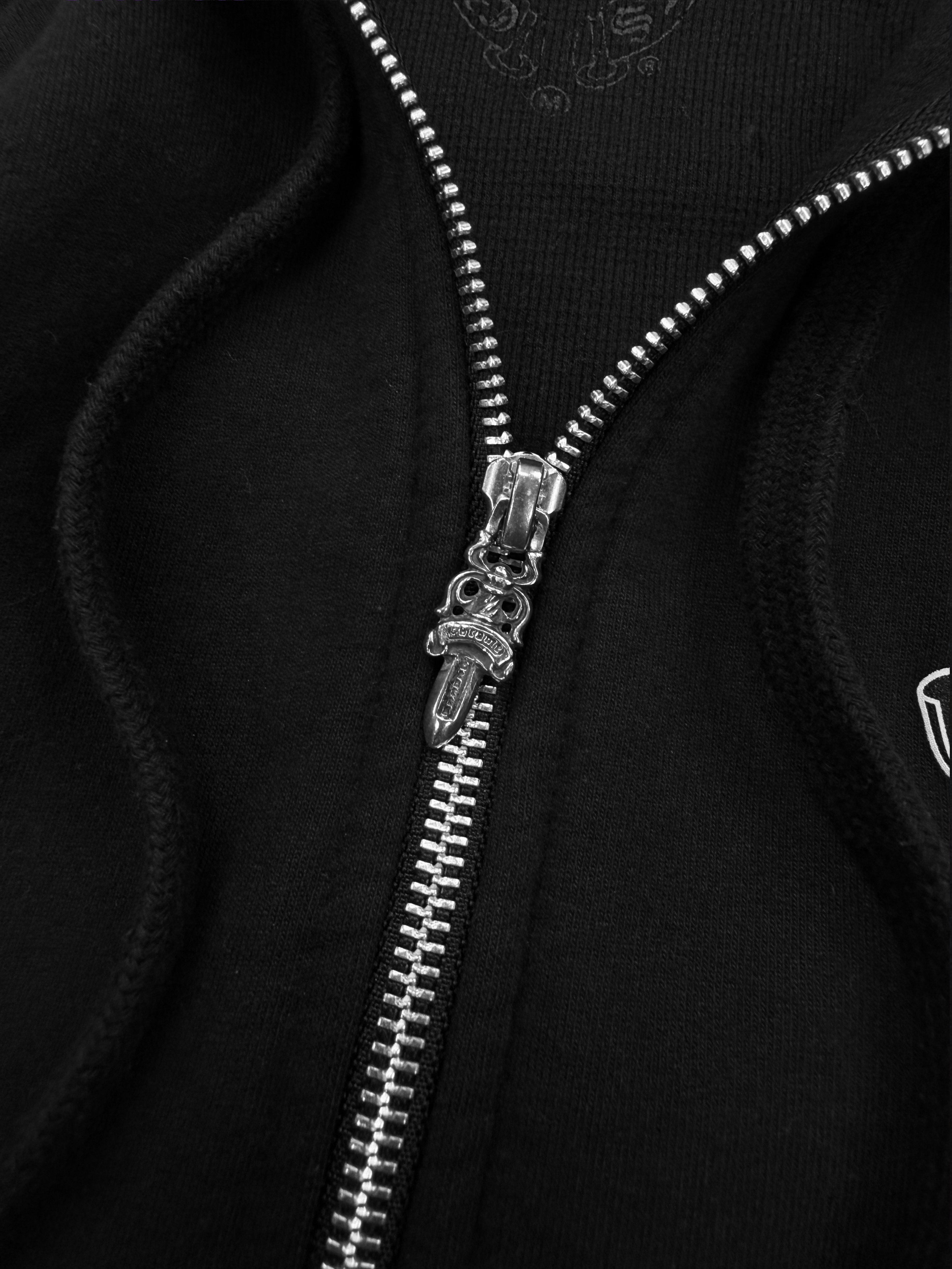 Chrome Hearts Thermal Lined Dagger Monogram Zip-up Black Hoodie