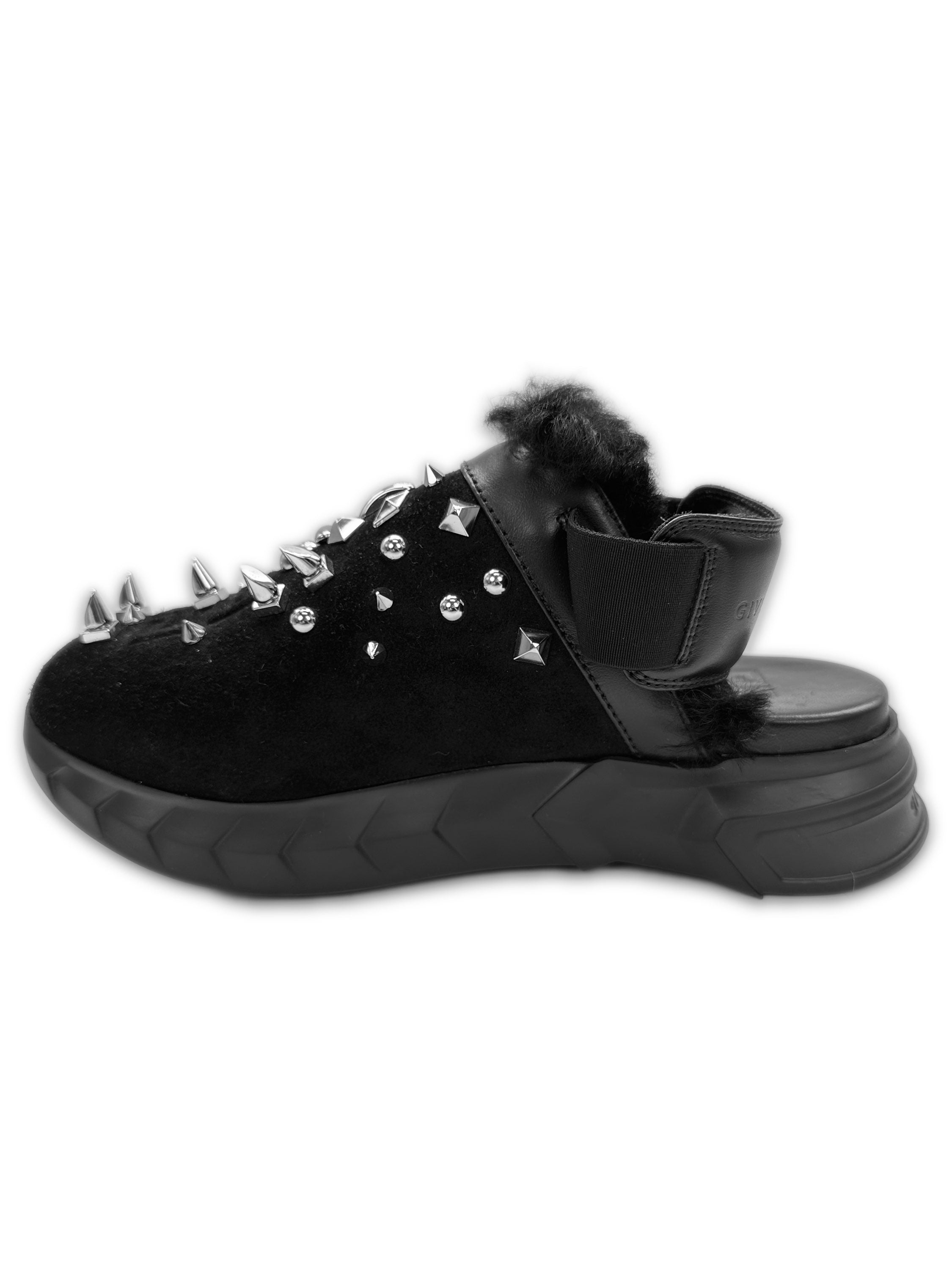 Givenchy Spiked ‘Marshmallow’ Black Suede Leather Mules