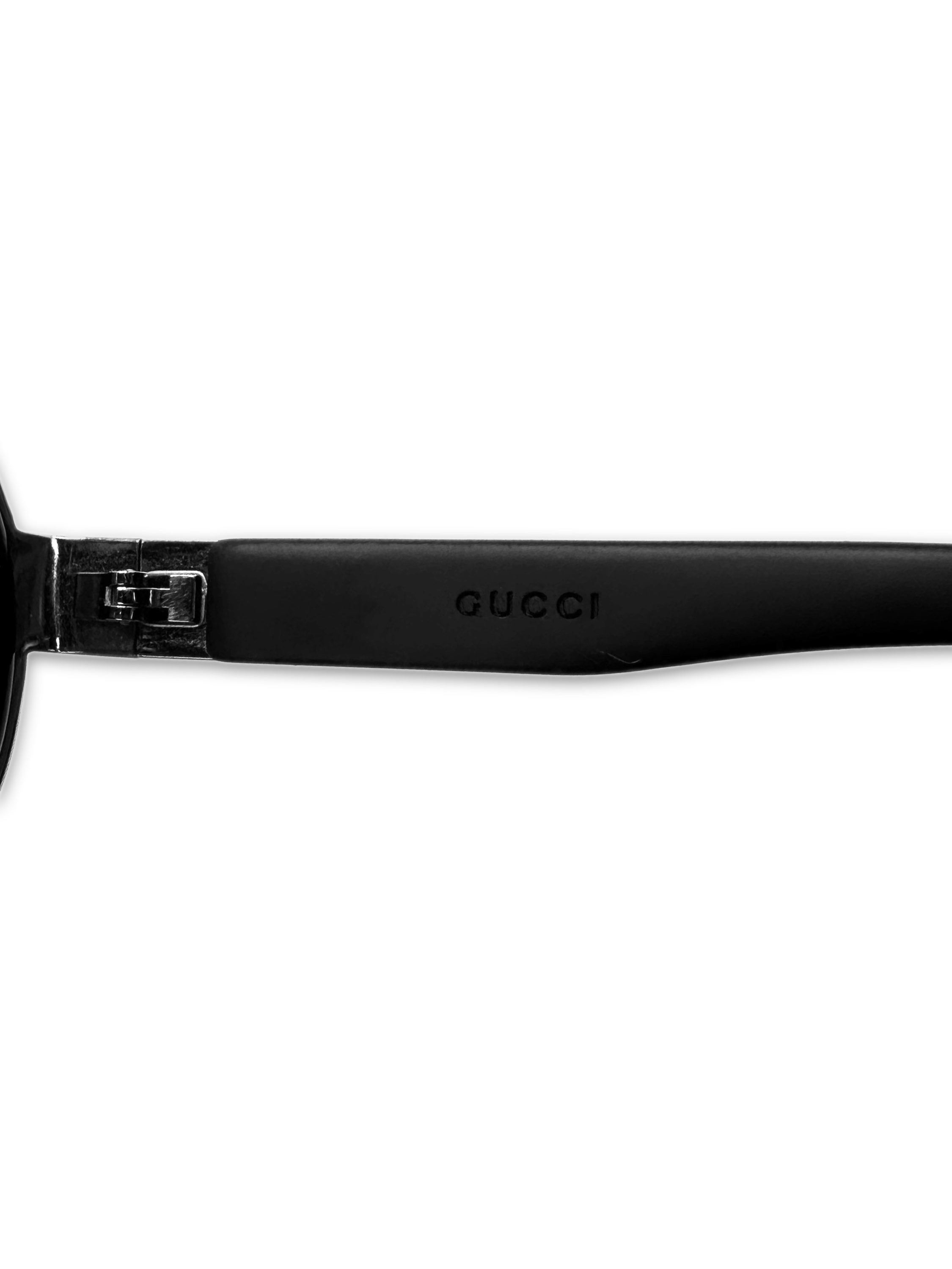 00s Gucci Aviator Frame Green Tint Metal Logo Sunglasses