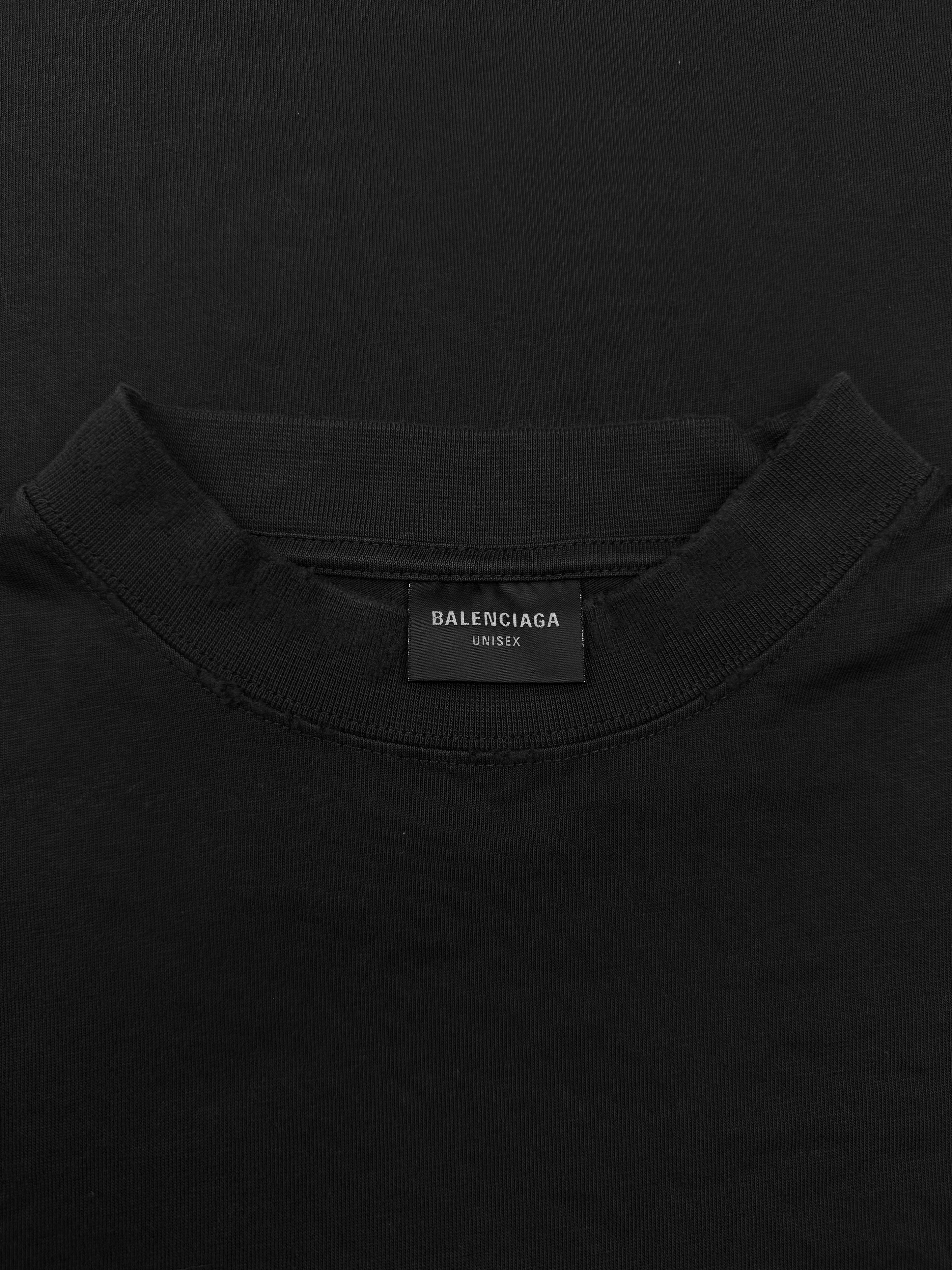 SS25 Balenciaga ‘ID Card’ Black Distressed Oversized T-Shirt
