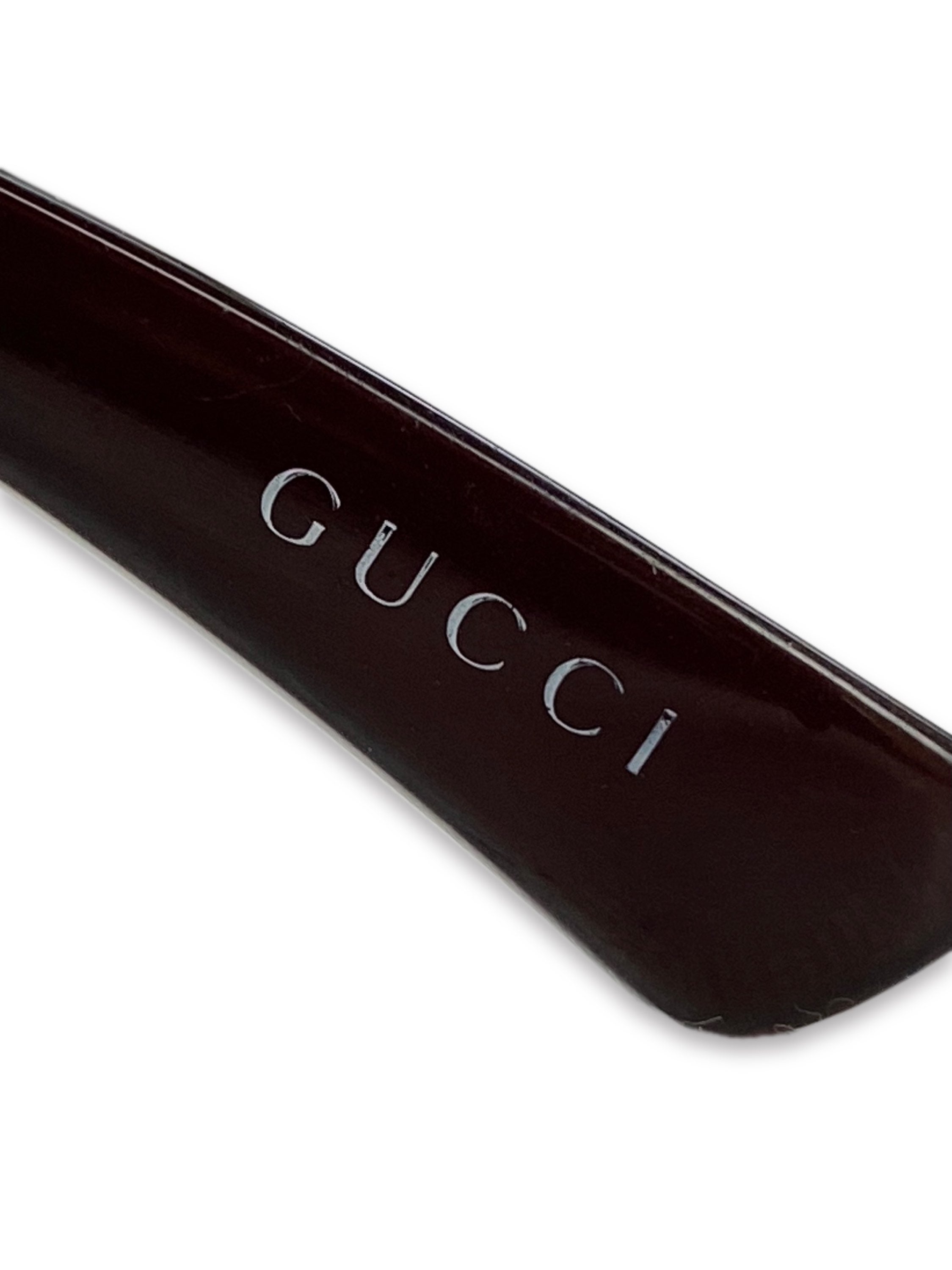 Gucci Butterfly Frame Belted Etched Logo Rounded Sunglasses