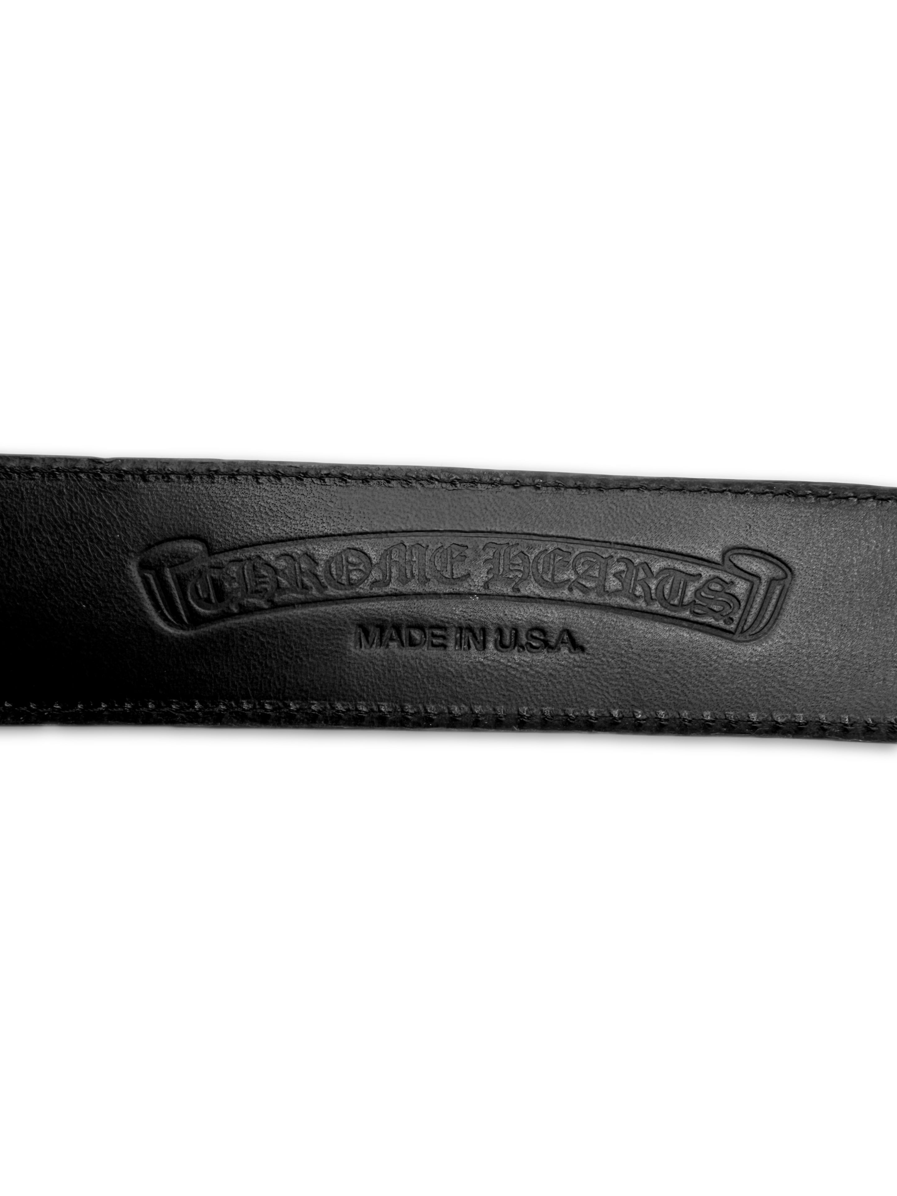 Chrome Hearts Checkered Pony Hair Black Leather Belt Strap