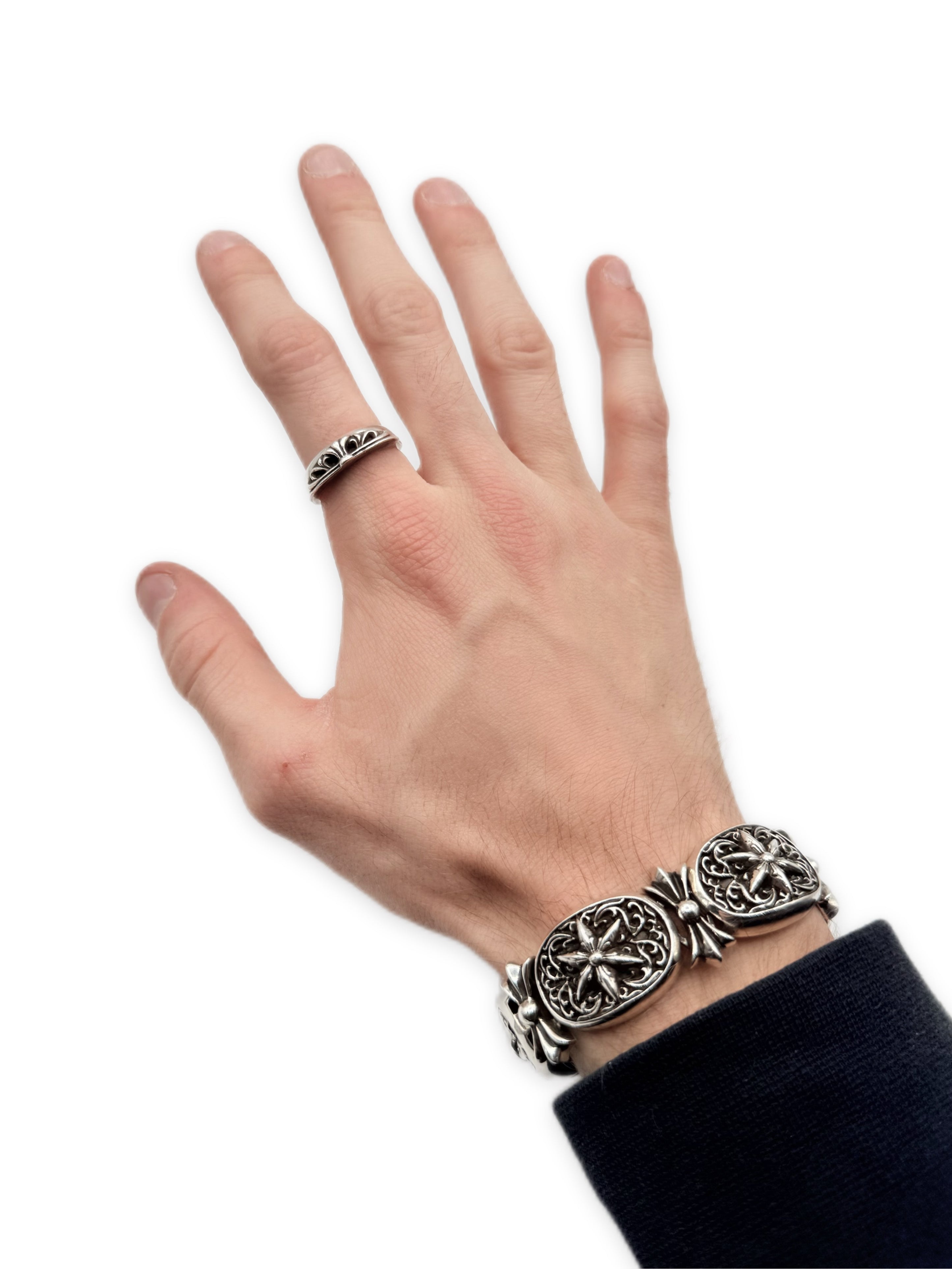 Chrome Hearts Half Floral Split .925 Silver Ring