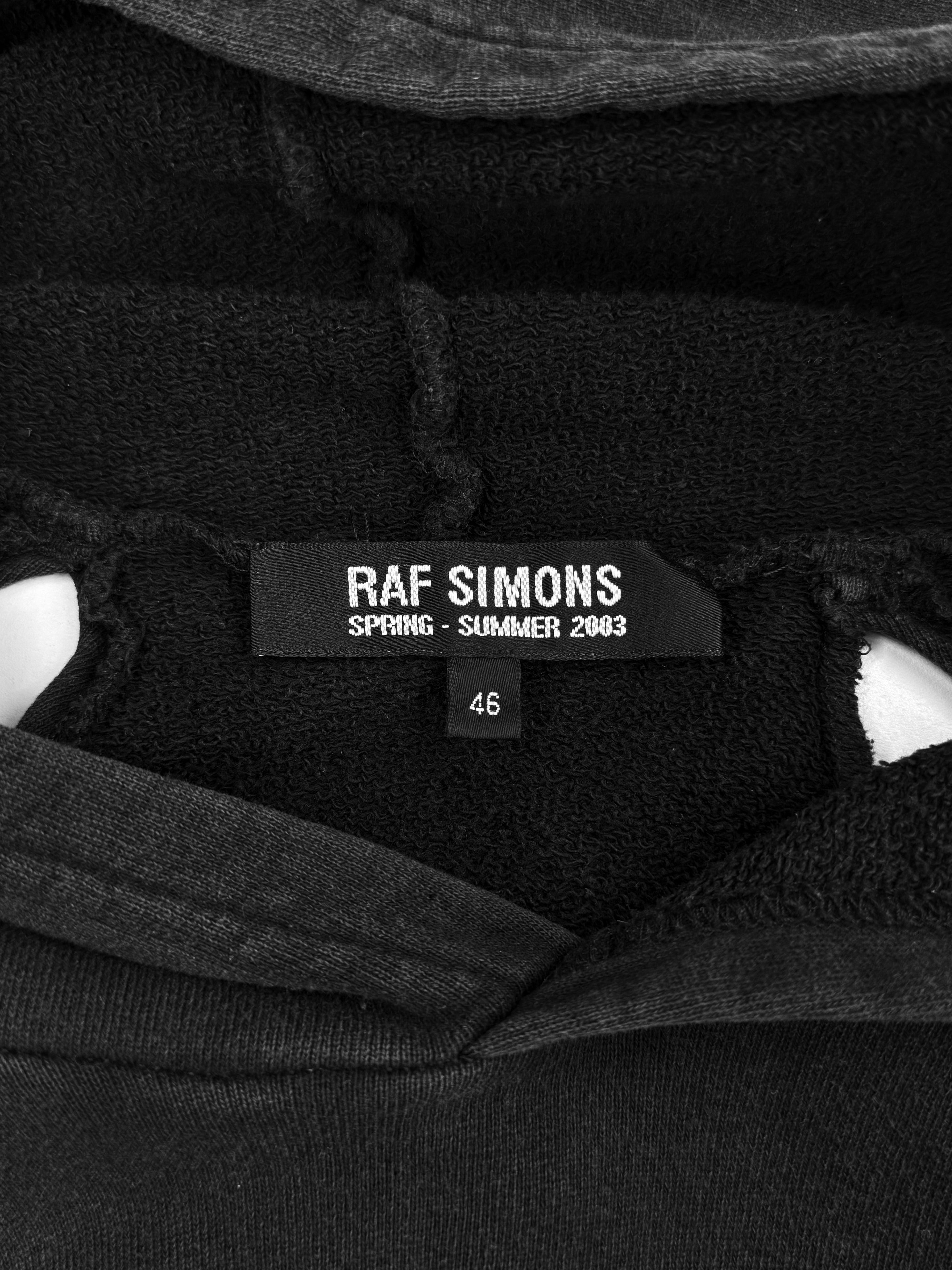 SS03 Raf Simons ‘New Kids Inc.’ Cut Out Slate Grey Hoodie