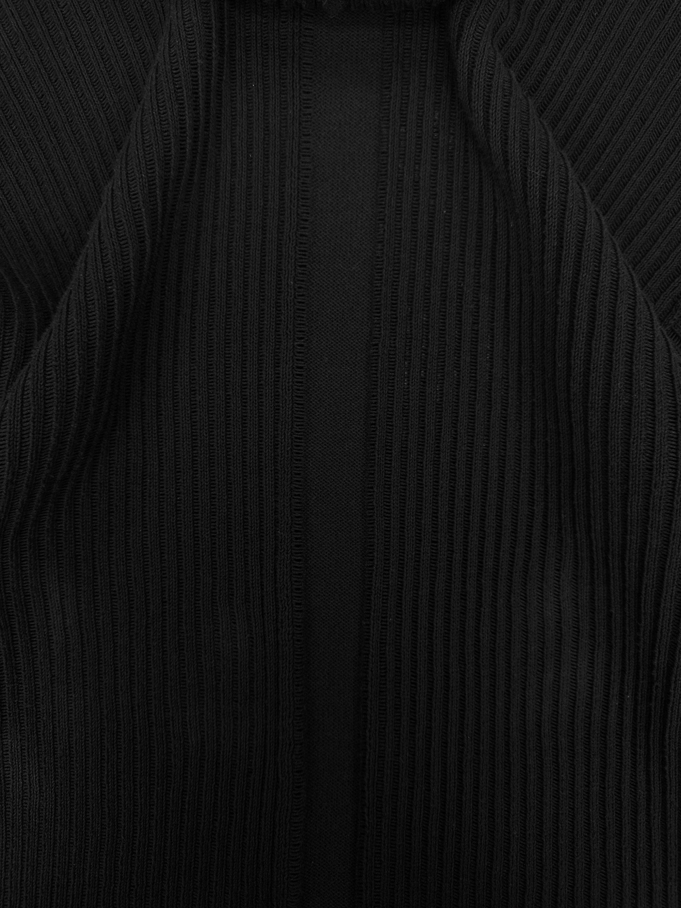Rick Owens ‘Fisherman’ Black Ribbed Knit Hoodie