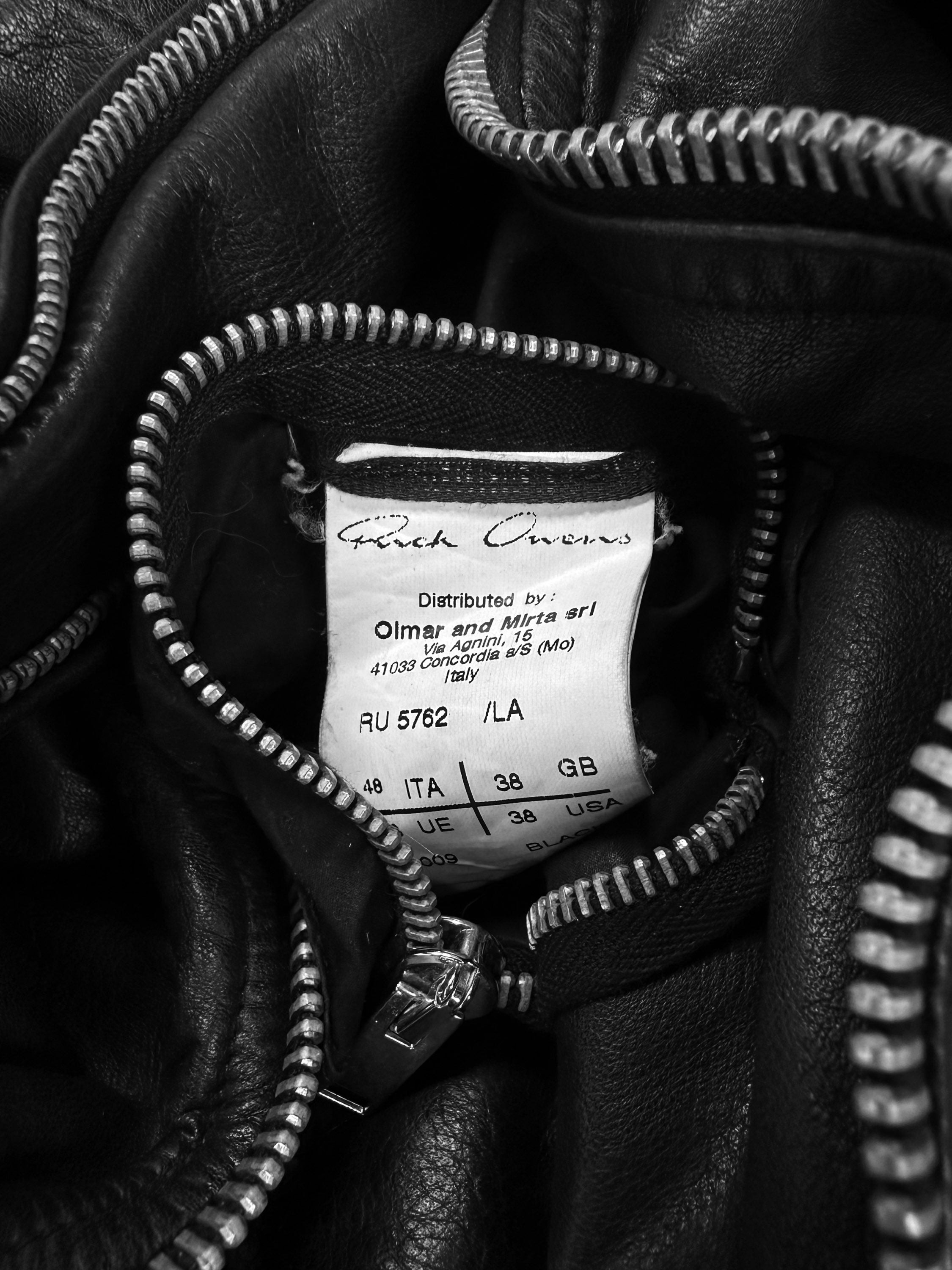 AW13 Rick Owens ‘Plinth’ Calfskin Leather High Neck Riders Jacket