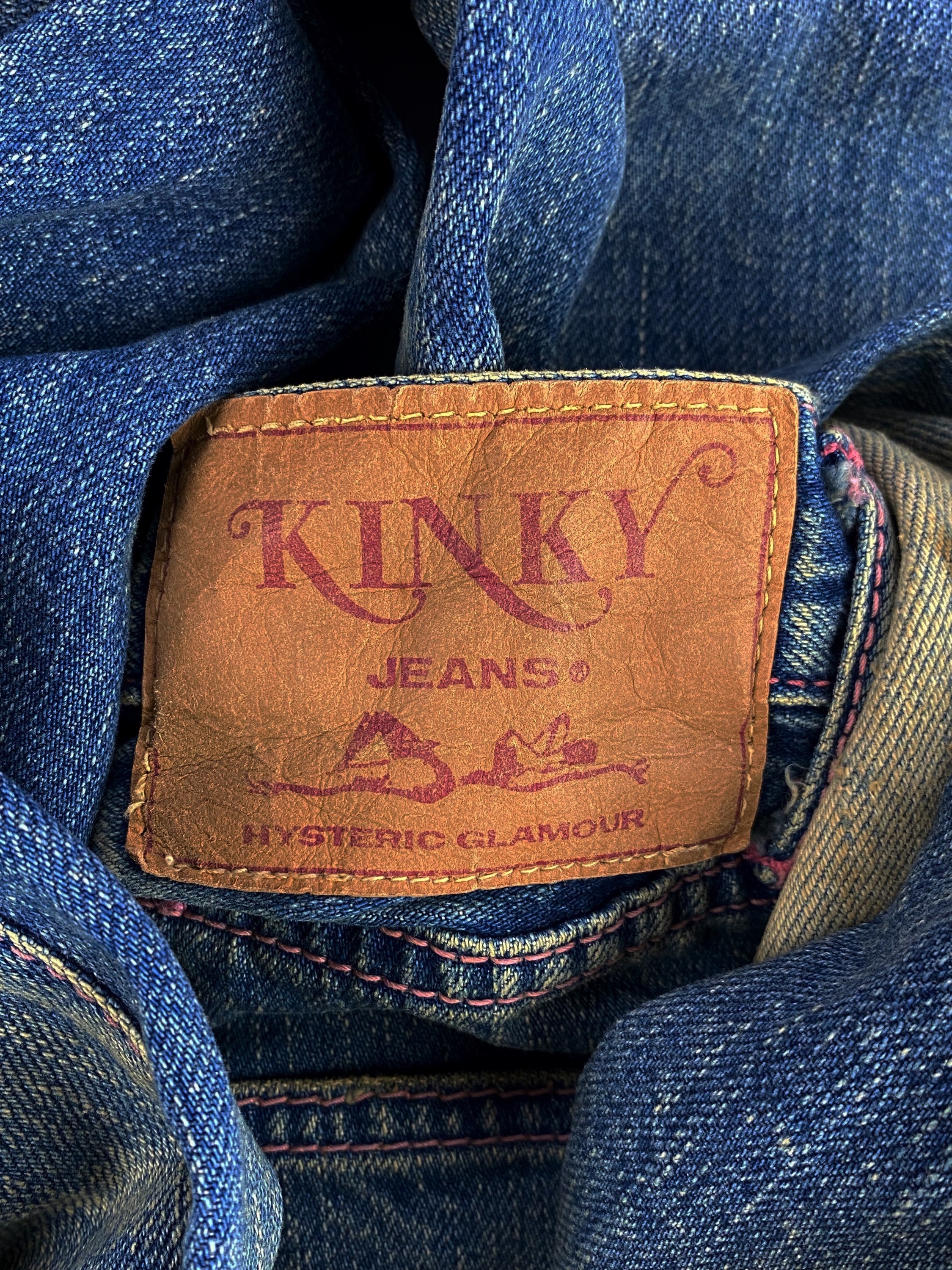 Hysteric Glamour ‘Love’ Pink Embroidered Washed Wide Cut Denim