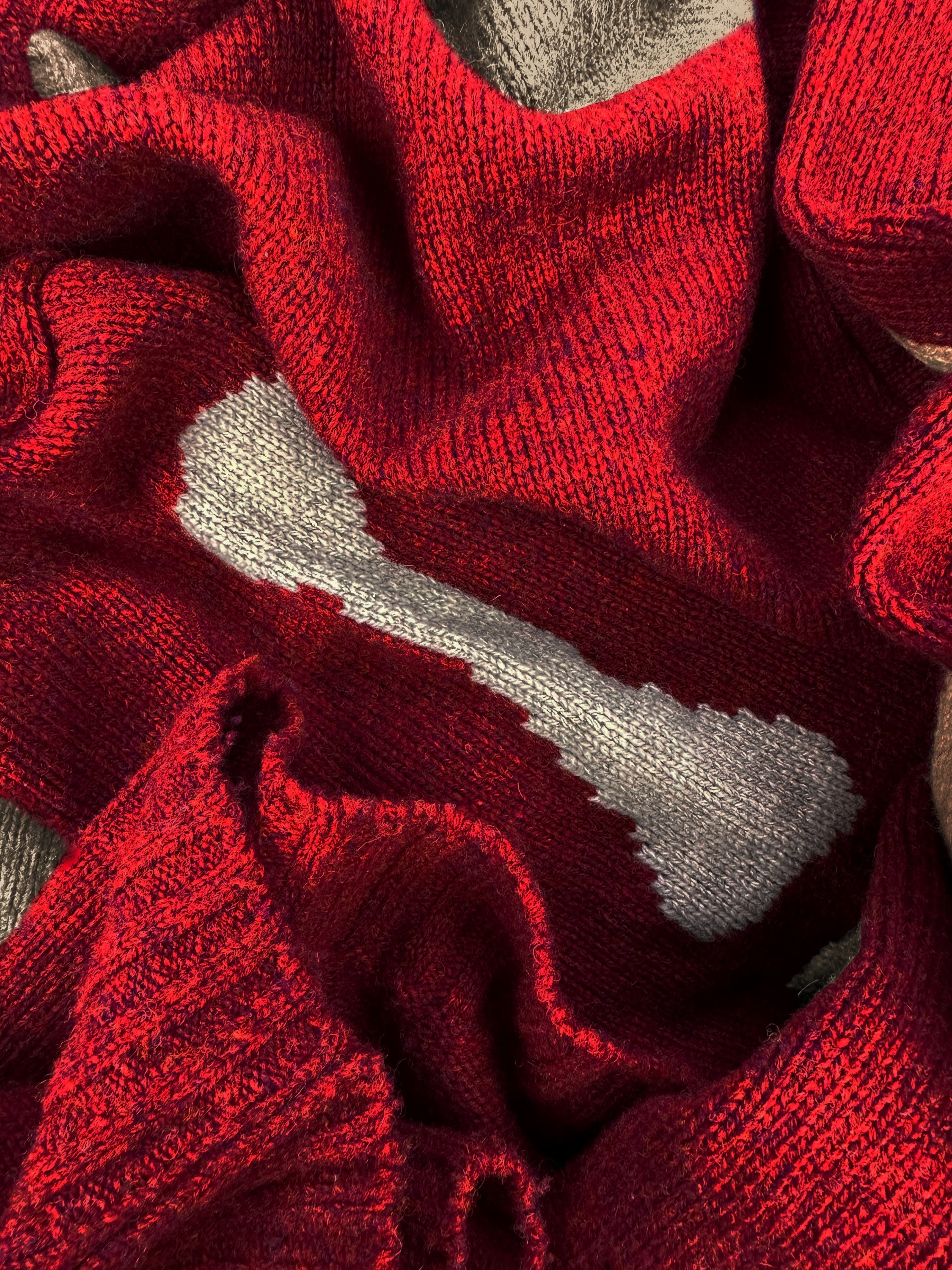 AW21 Kapital ‘Bone’ 5G Skeleton Knit Wool Burnt Red Sweater