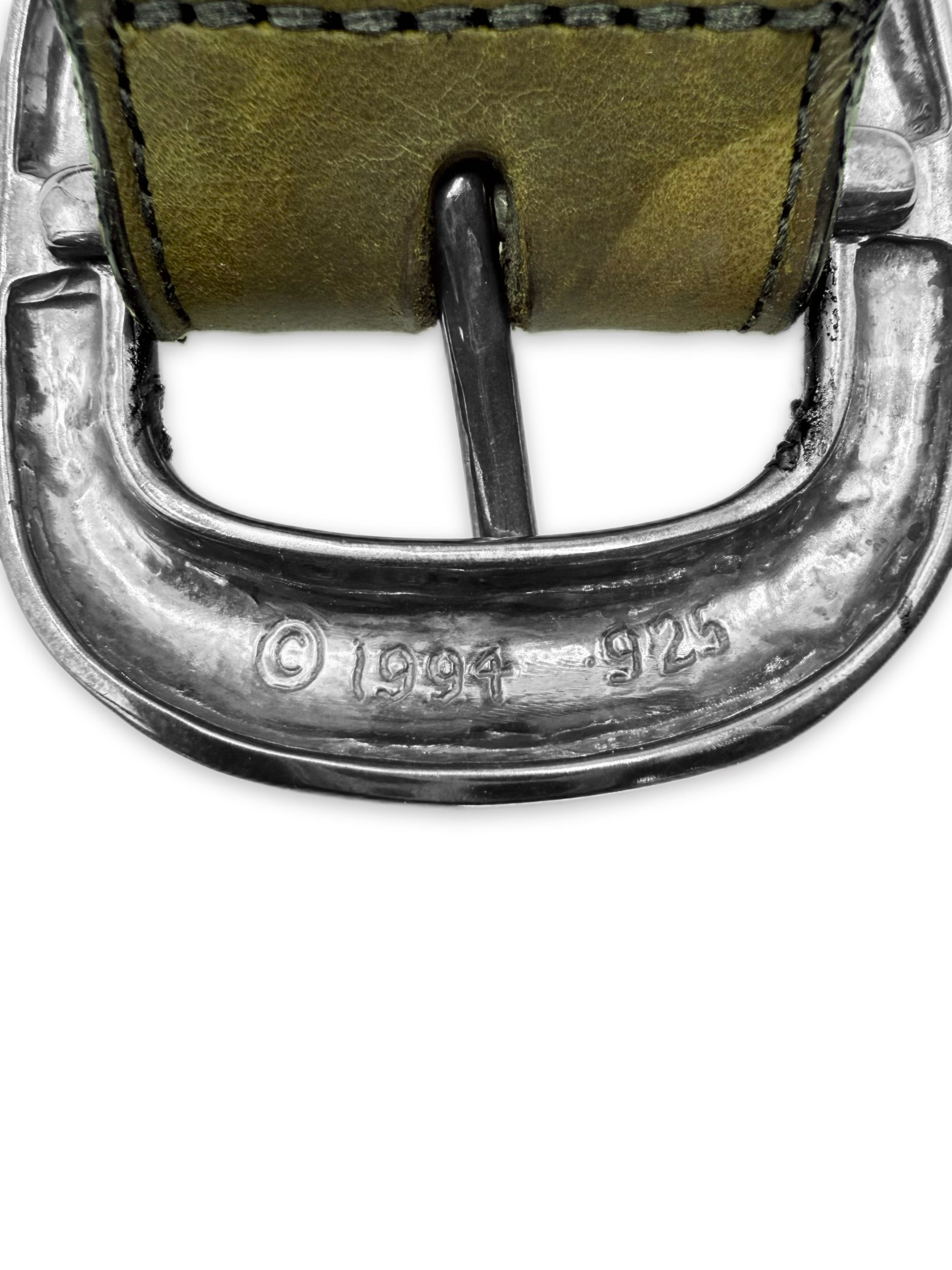 Chrome Hearts Green Camouflage Leather ‘Gunslinger’ .925 Silver Belt