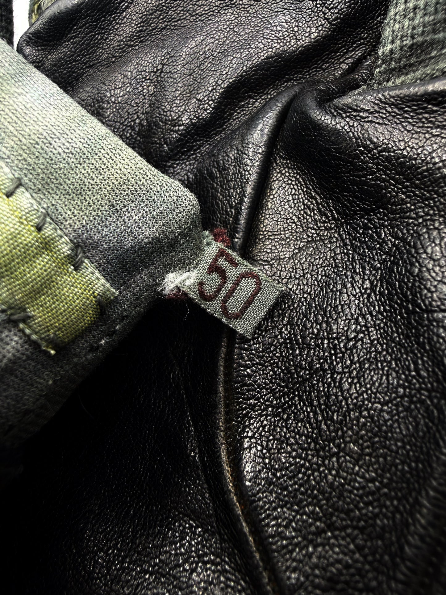 Carol Christian Poell Fingerless Tape Seam Black Leather Disparate Gloves