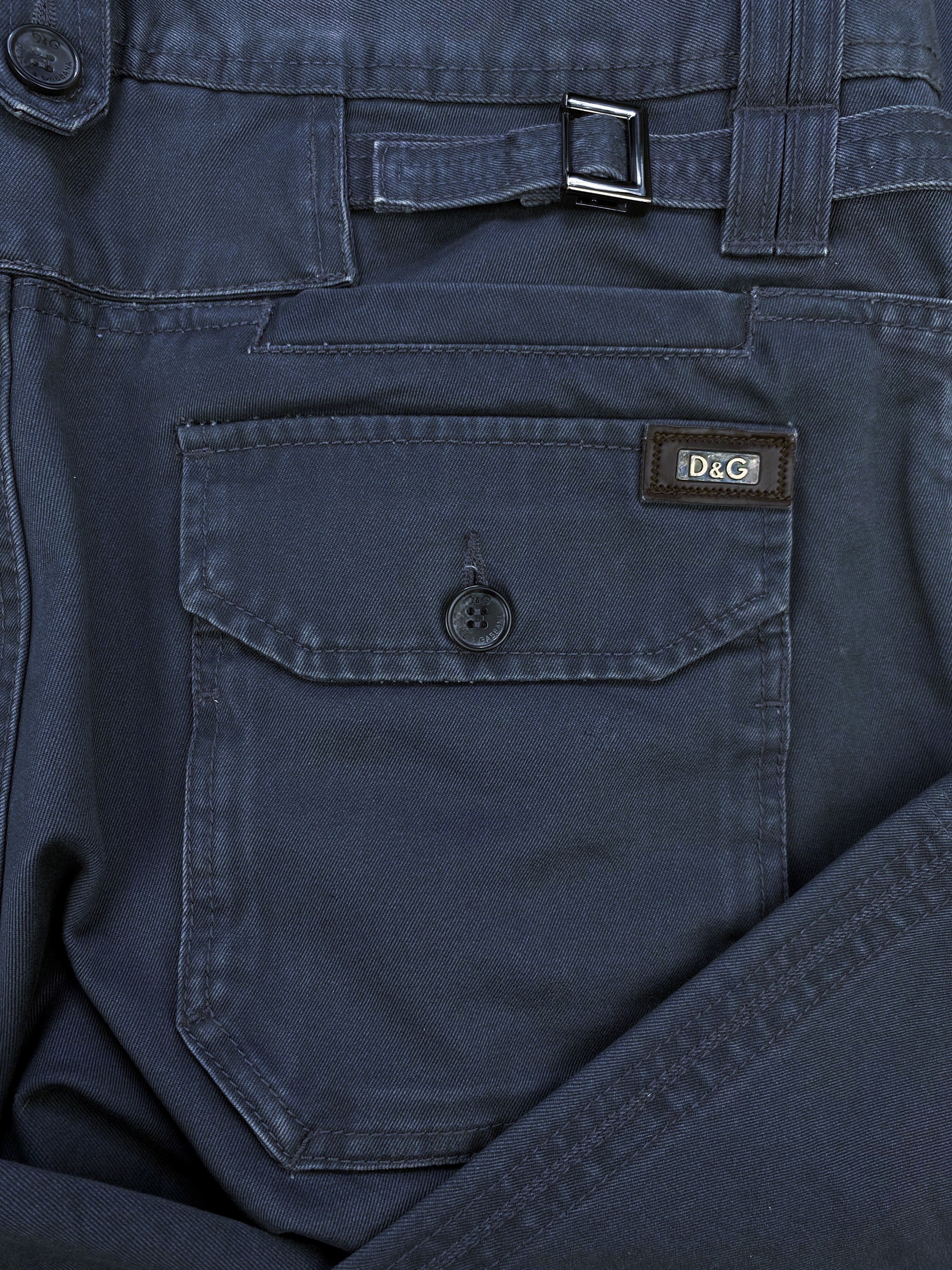 2000s Dolce & Gabbana Multi Pocket Utility Slate Blue Cargo Pants