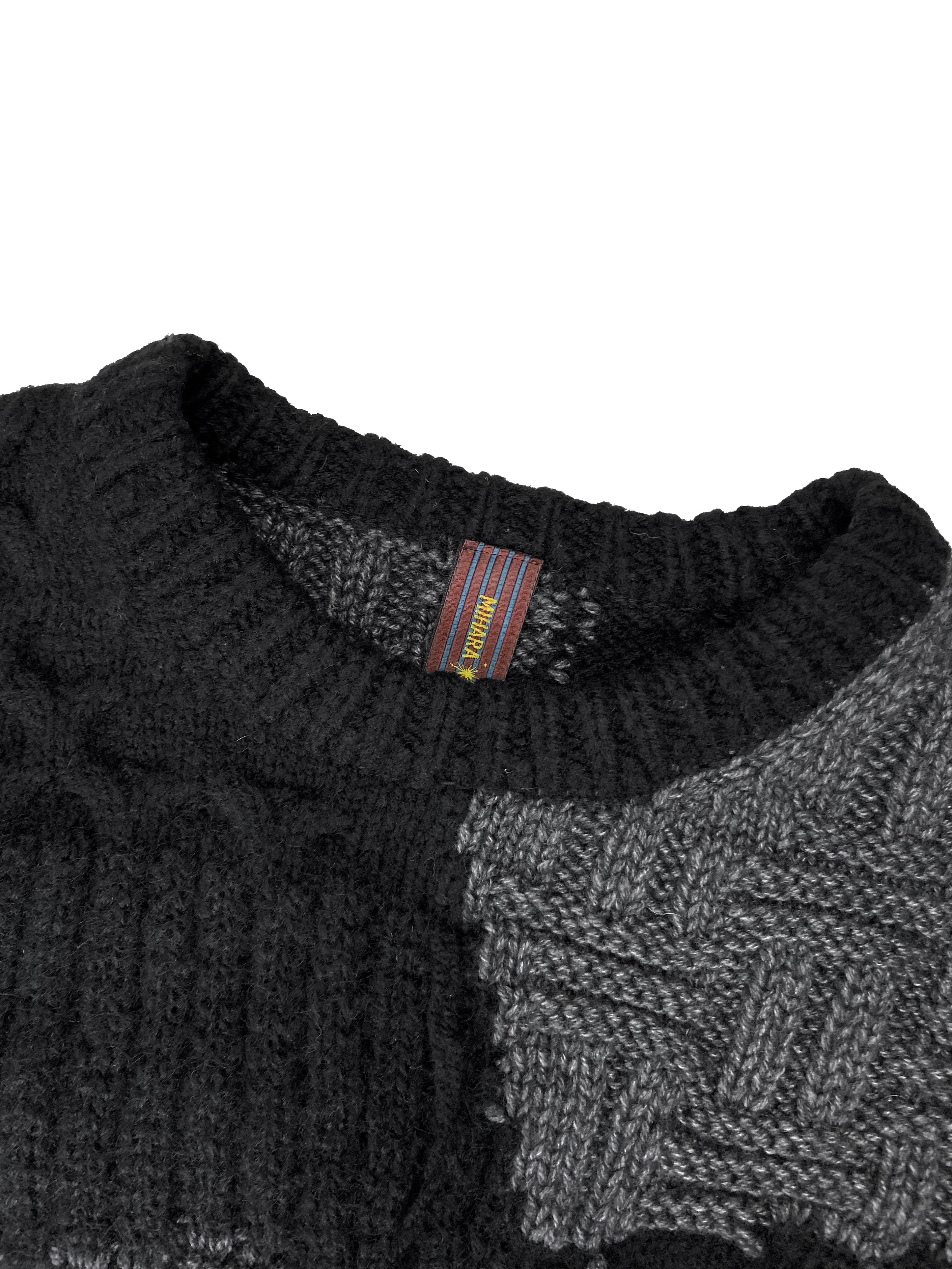 Mihara Yasuhiro Contrast Heavy Weave Elongated Sweater
