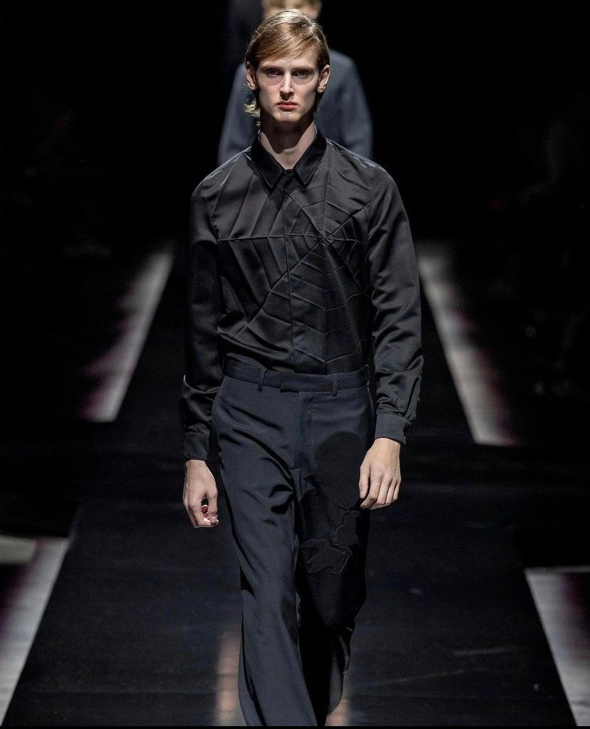 SS20 Undercover Pleated Spider Web Cindy Sherman Button Up
