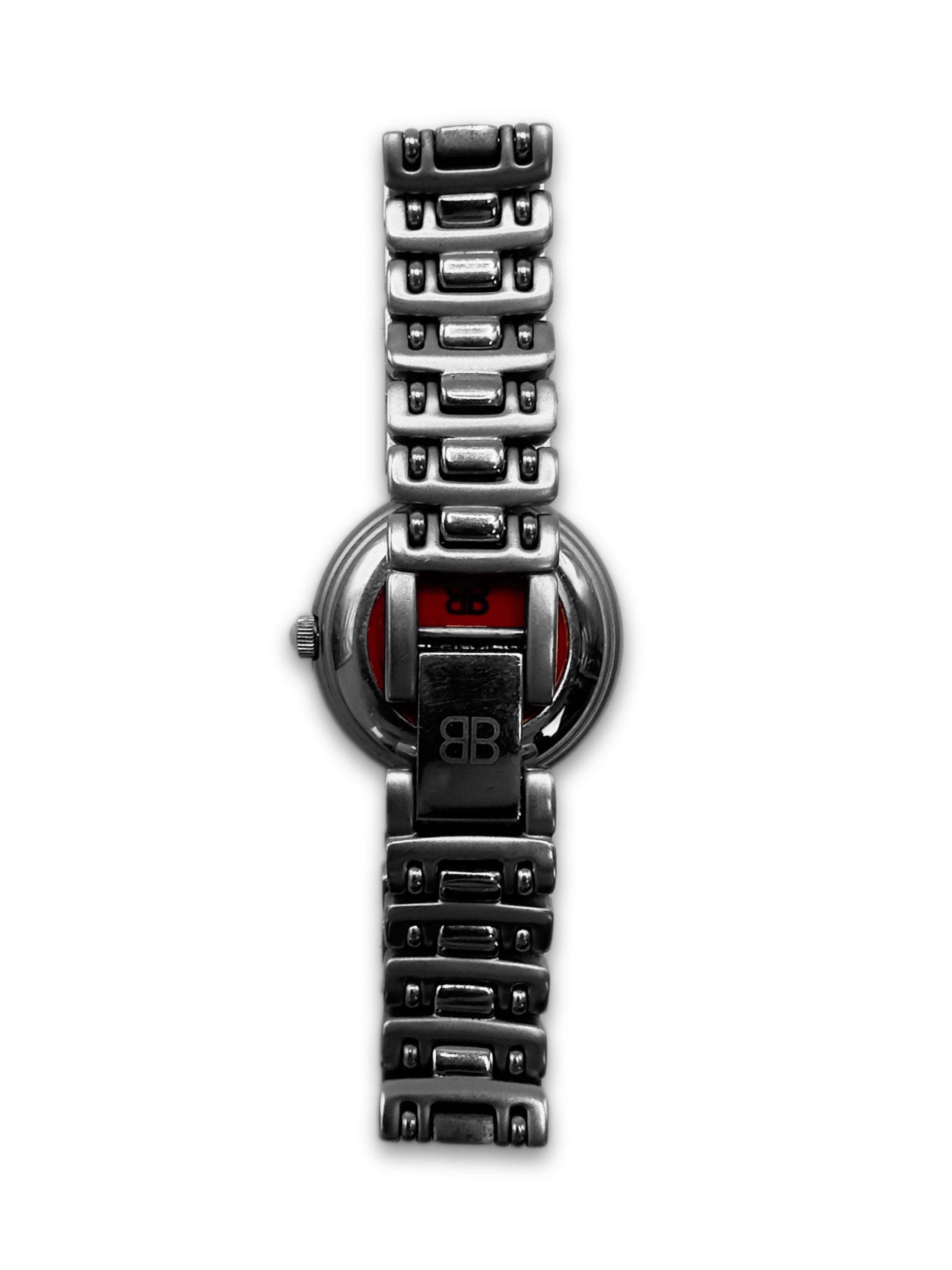 00s Balenciaga Paris Slate Face Silver Wrist Watch