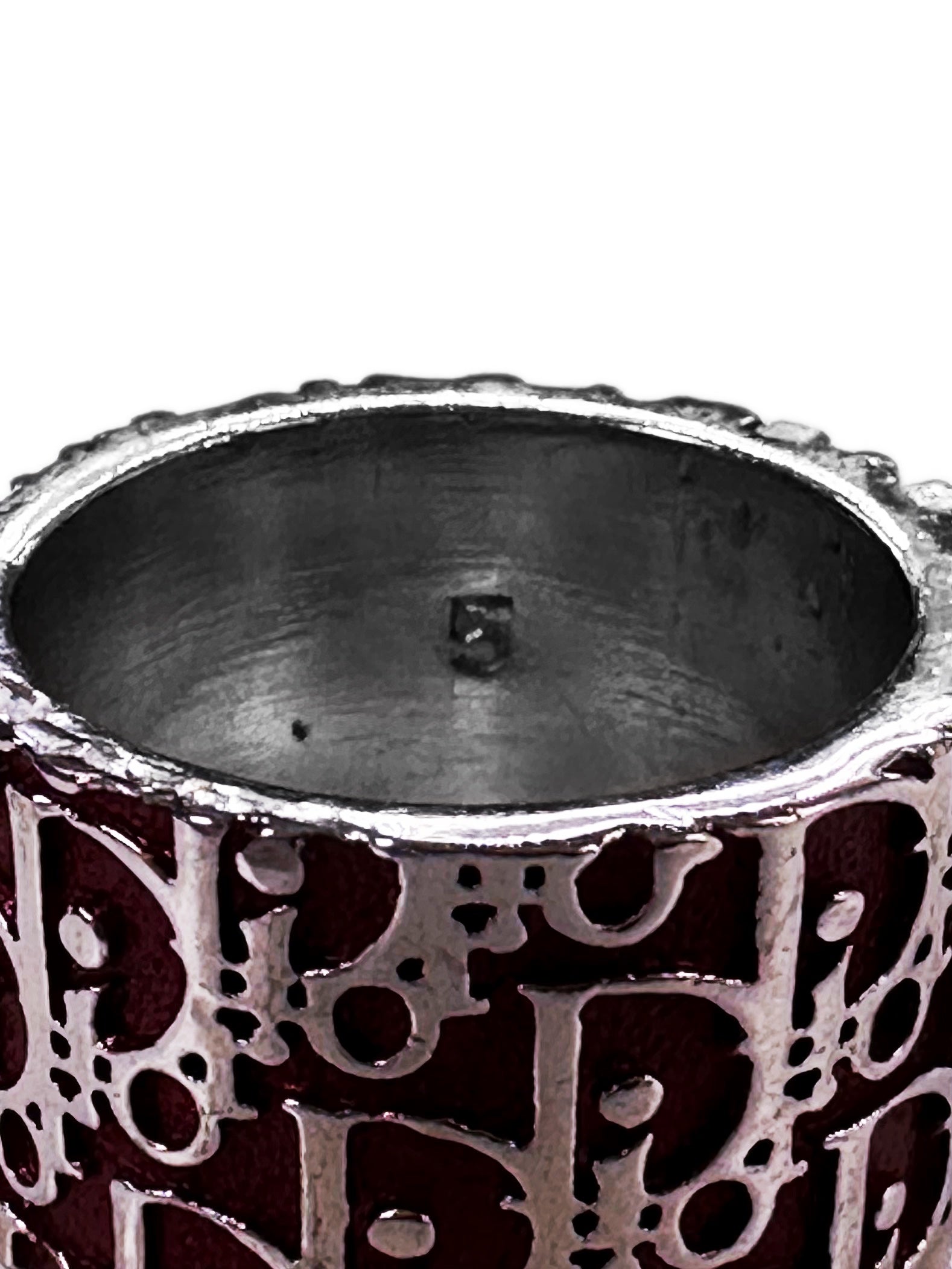 00s Dior ‘2’ Trotter Monogram Silver Mahogany Ring