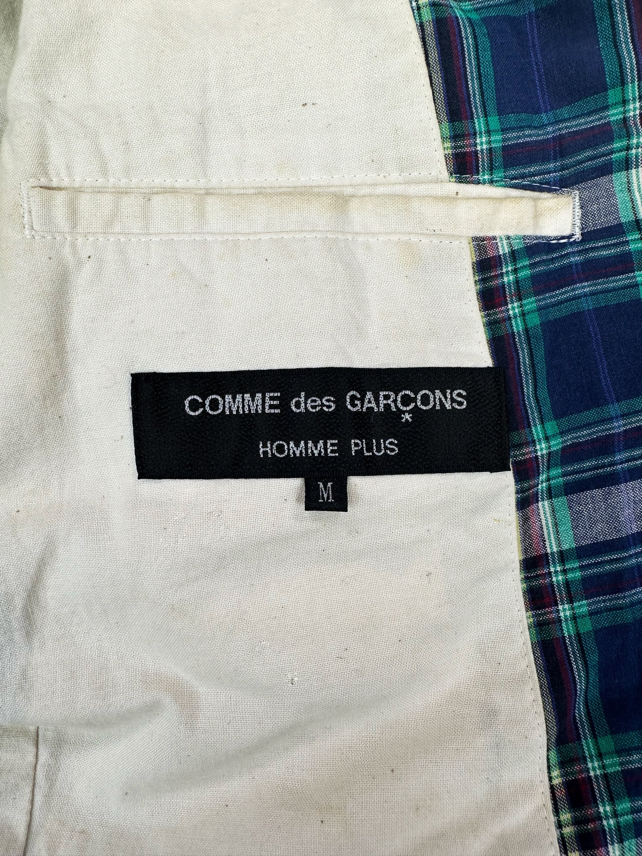 00s Comme des Garçons Homme Plus Blue Plaid Checkered Suit Jacket