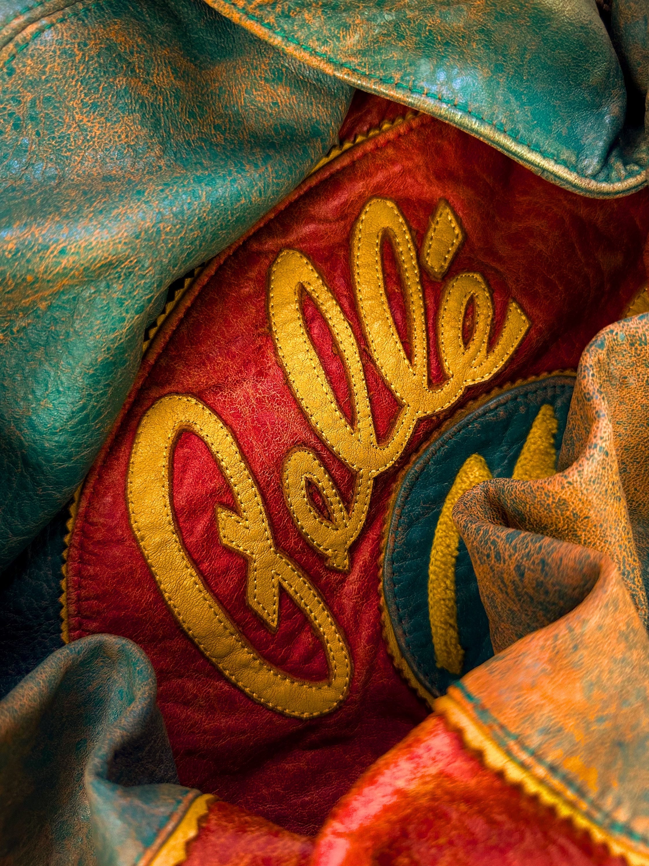 90s Pelle Pelle ‘Soda Club’ Patched Checkered Bomber Jacket
