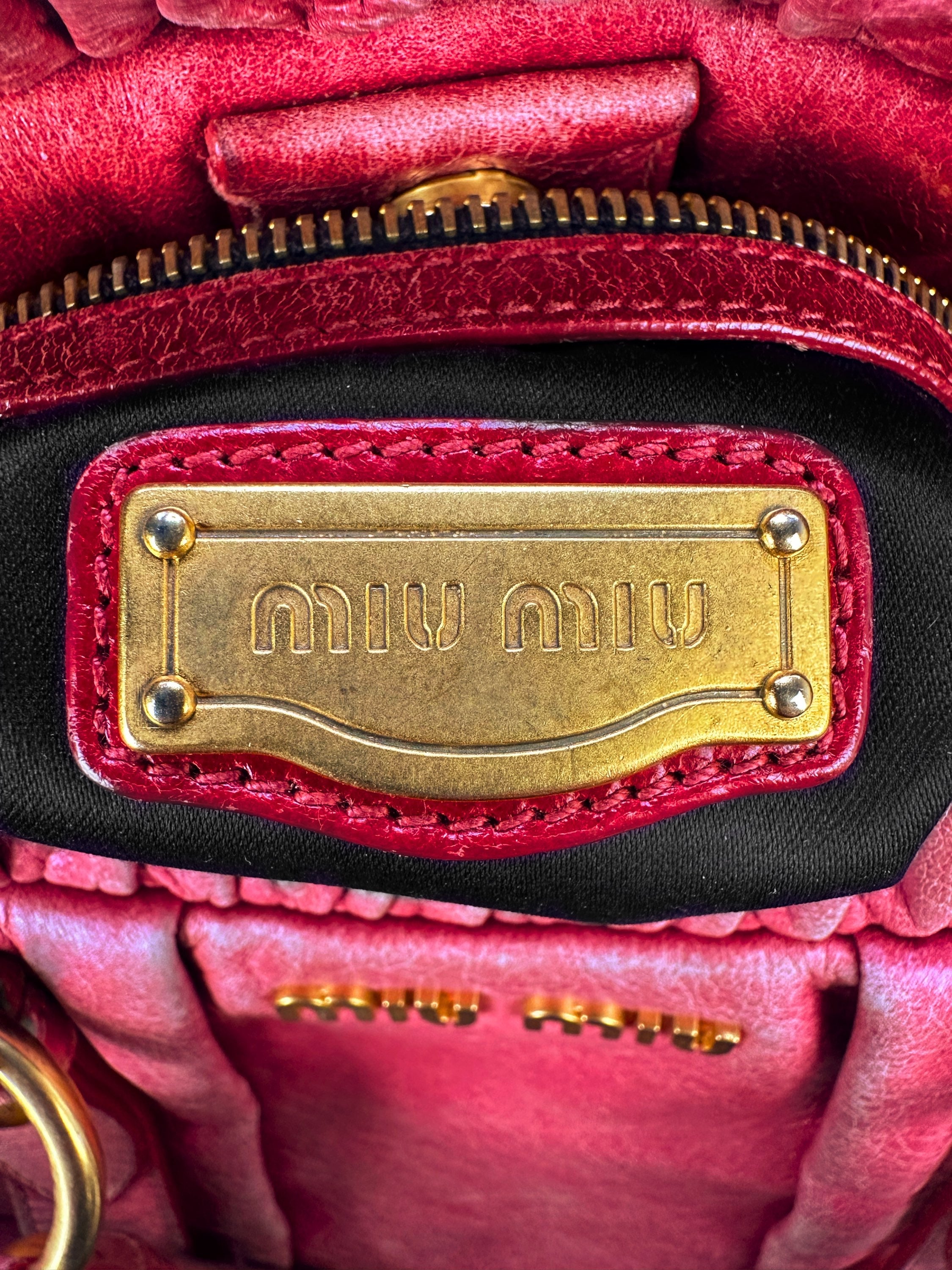 Miu Miu Blood Red Leather Handbag