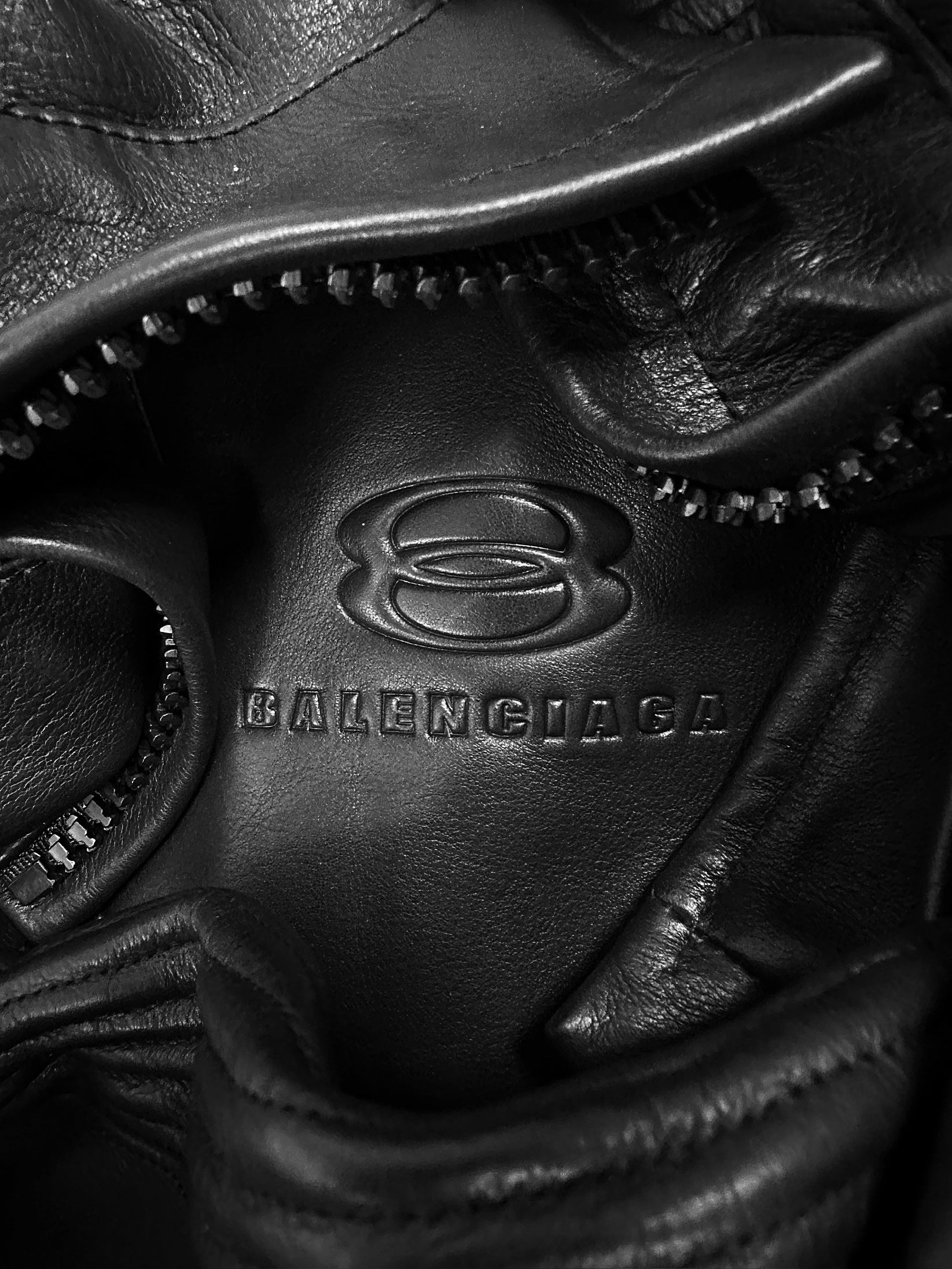 AW23 Balenciaga ‘Padded’ Black Leather Perforated Moto Jacket