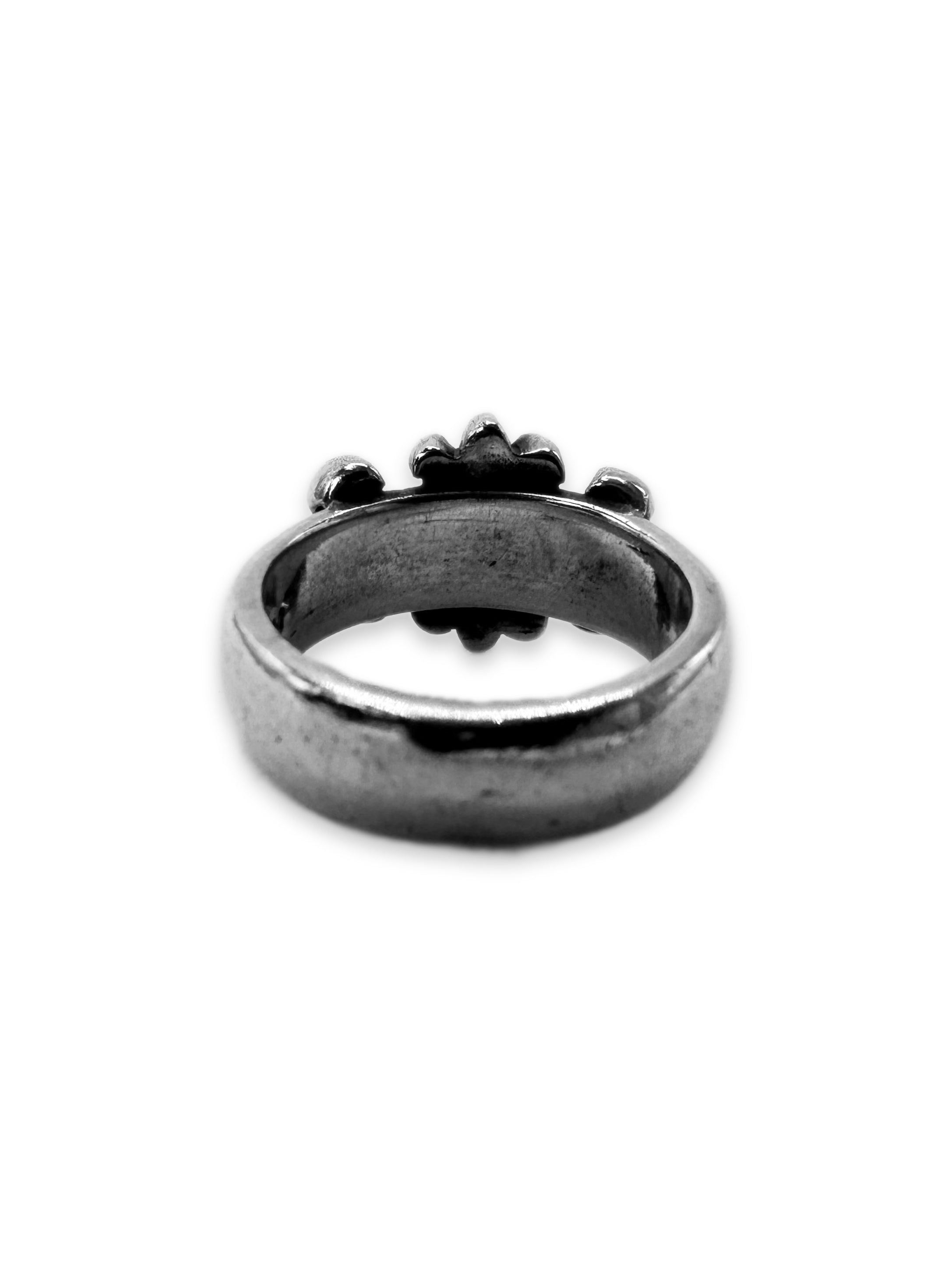 90s A&G Rock 'n Roll Couture .925 Silver Fleur Ring
