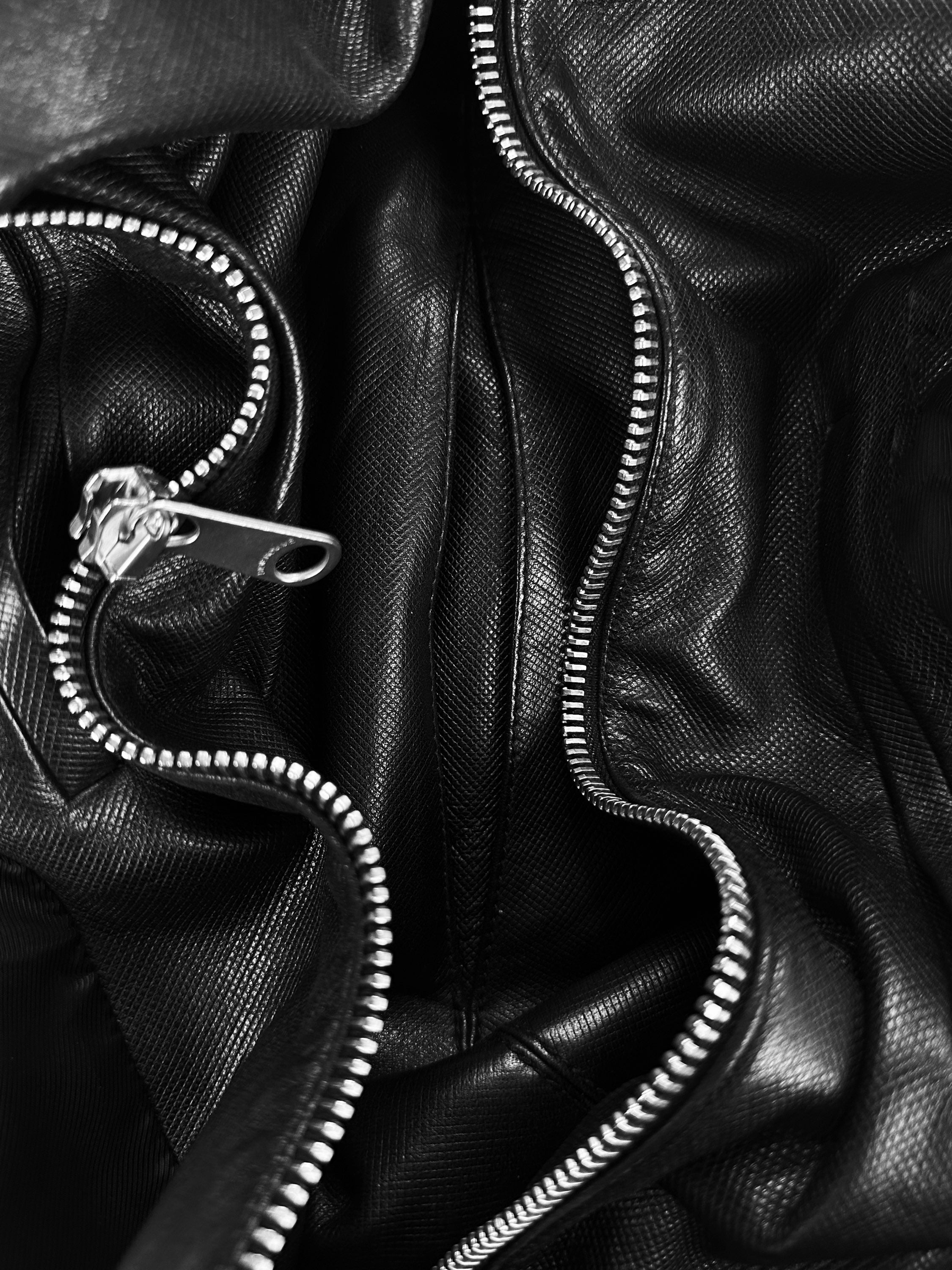 Dior Homme ‘Darting’ Midnight Black High Neck Leather Biker Jacket