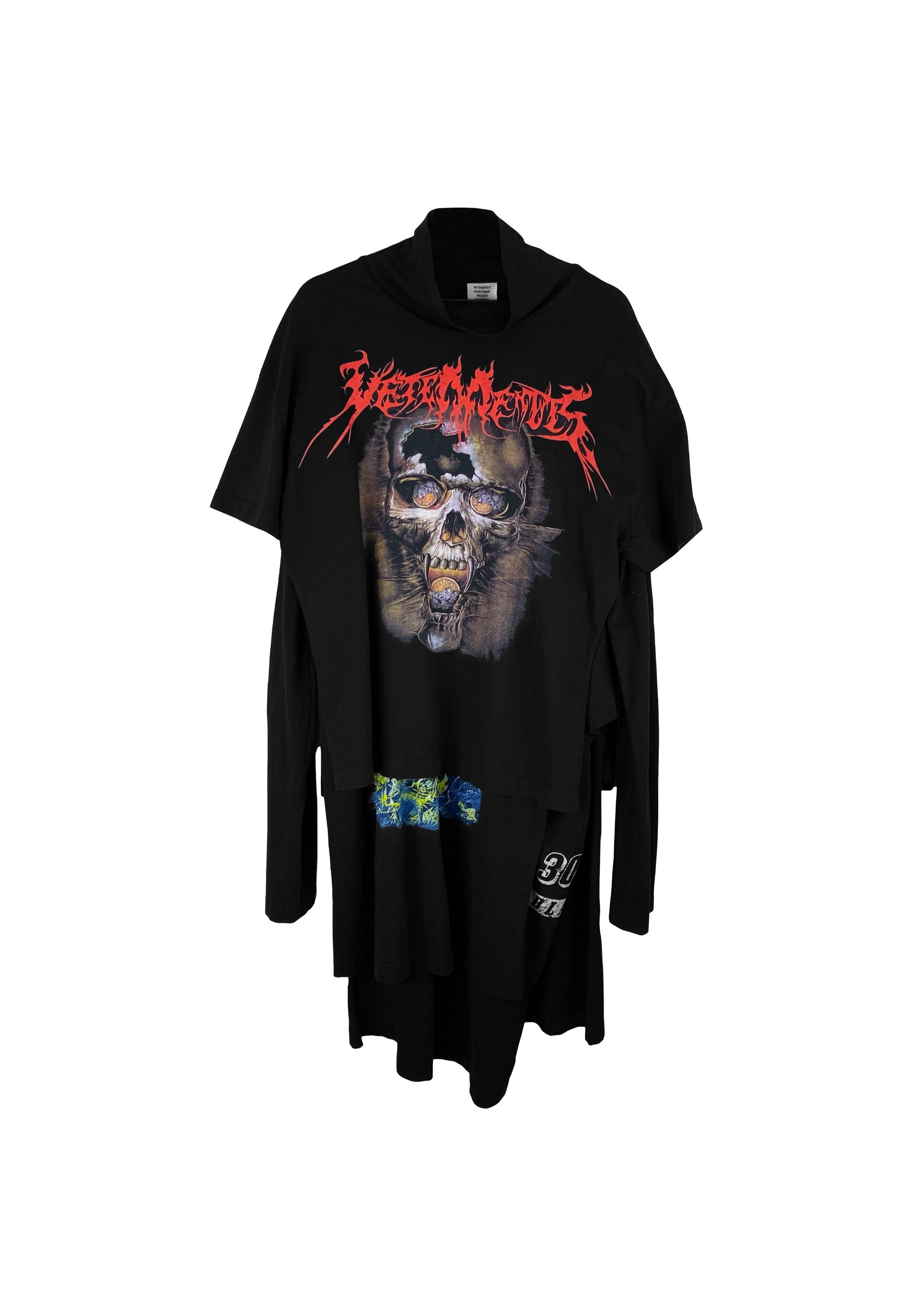 AW17 VETEMENTS DEATH METAL SKULL MULTI LAYERED T-SHIRT DRESS
