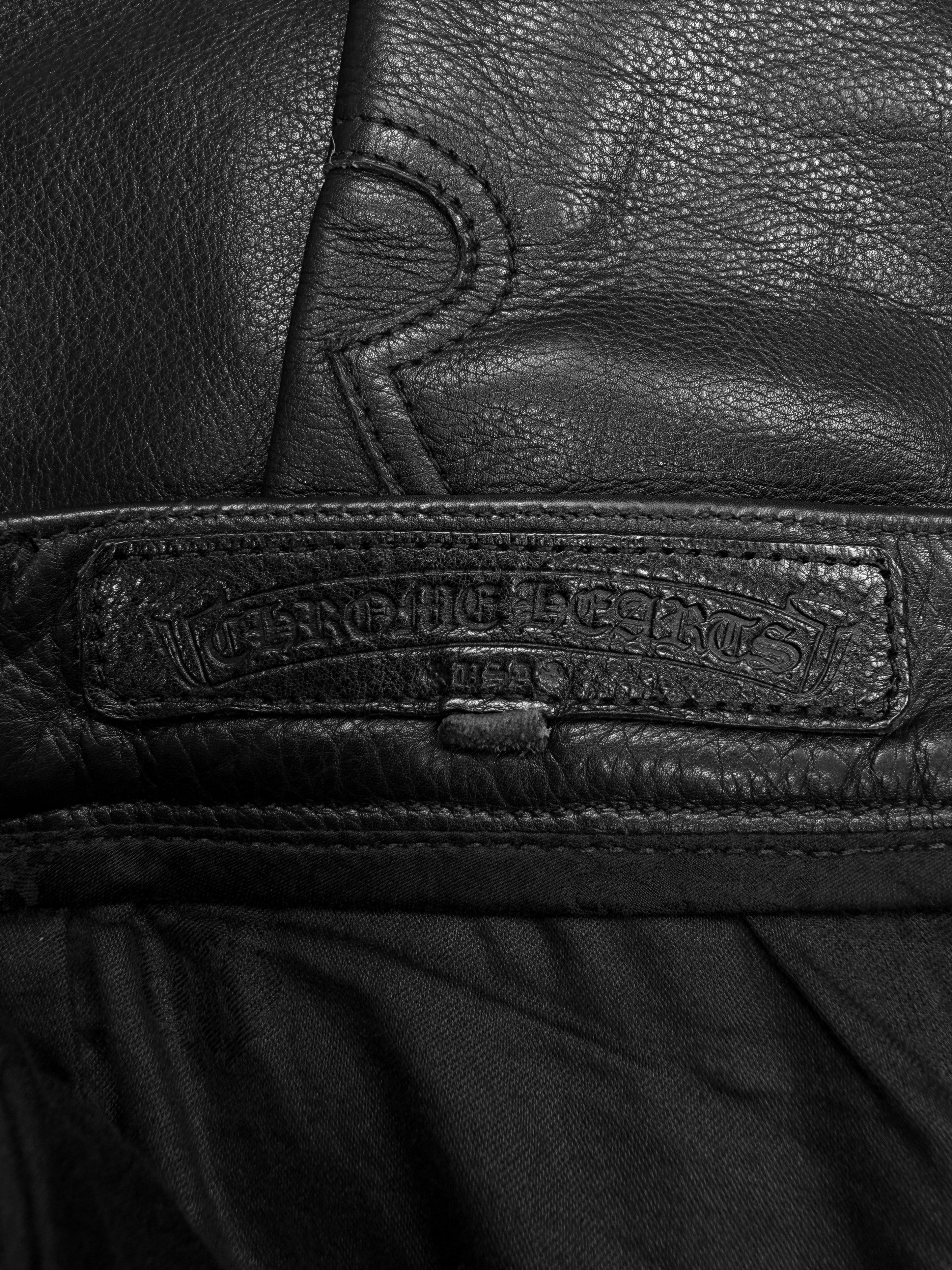 Chrome Hearts Leather ‘Fatigue’ Cargo Orange Cross Patch Pants