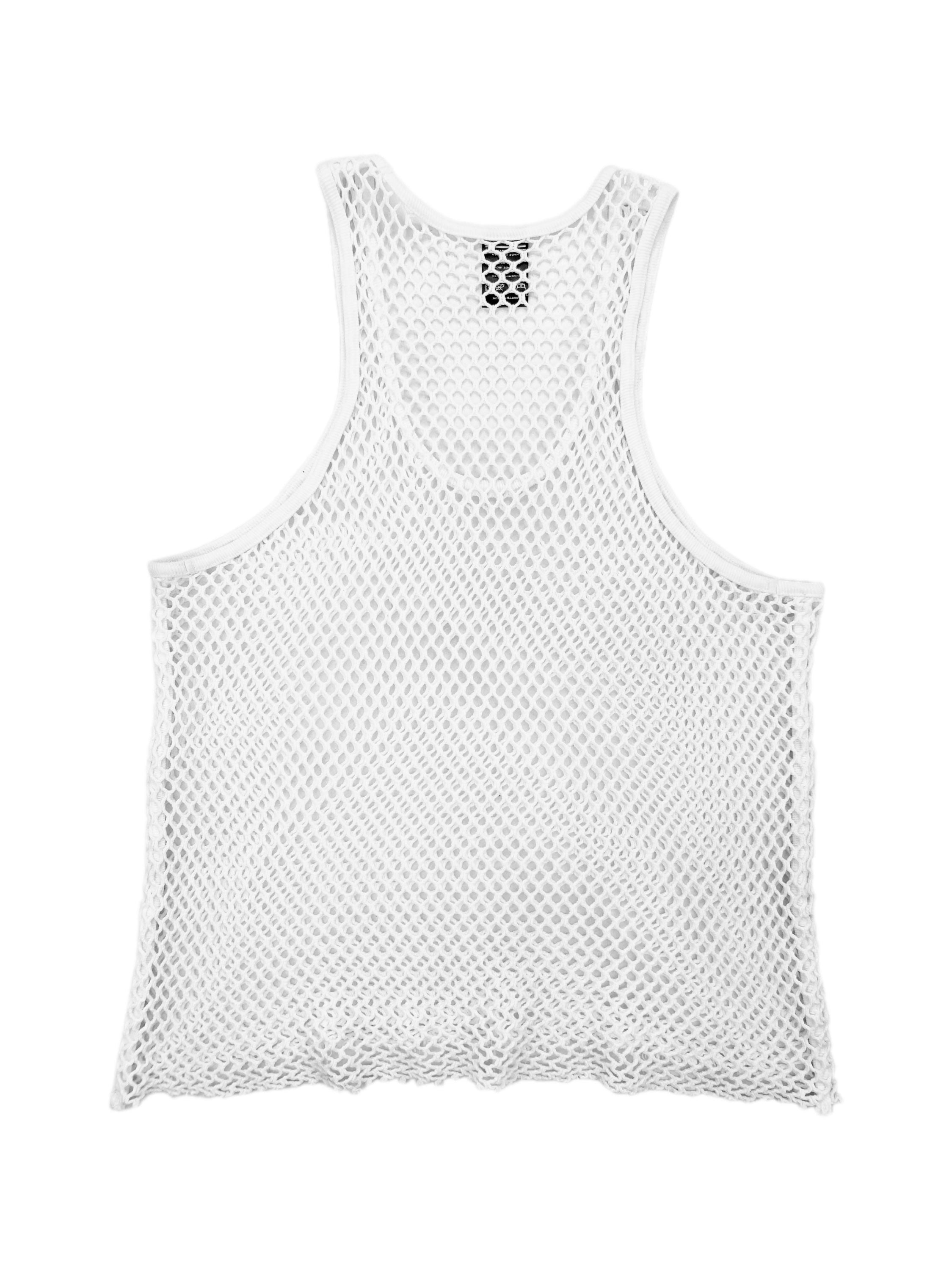 SS04 Number (N)ine Mesh Fishnet Raw Hem Tank Top