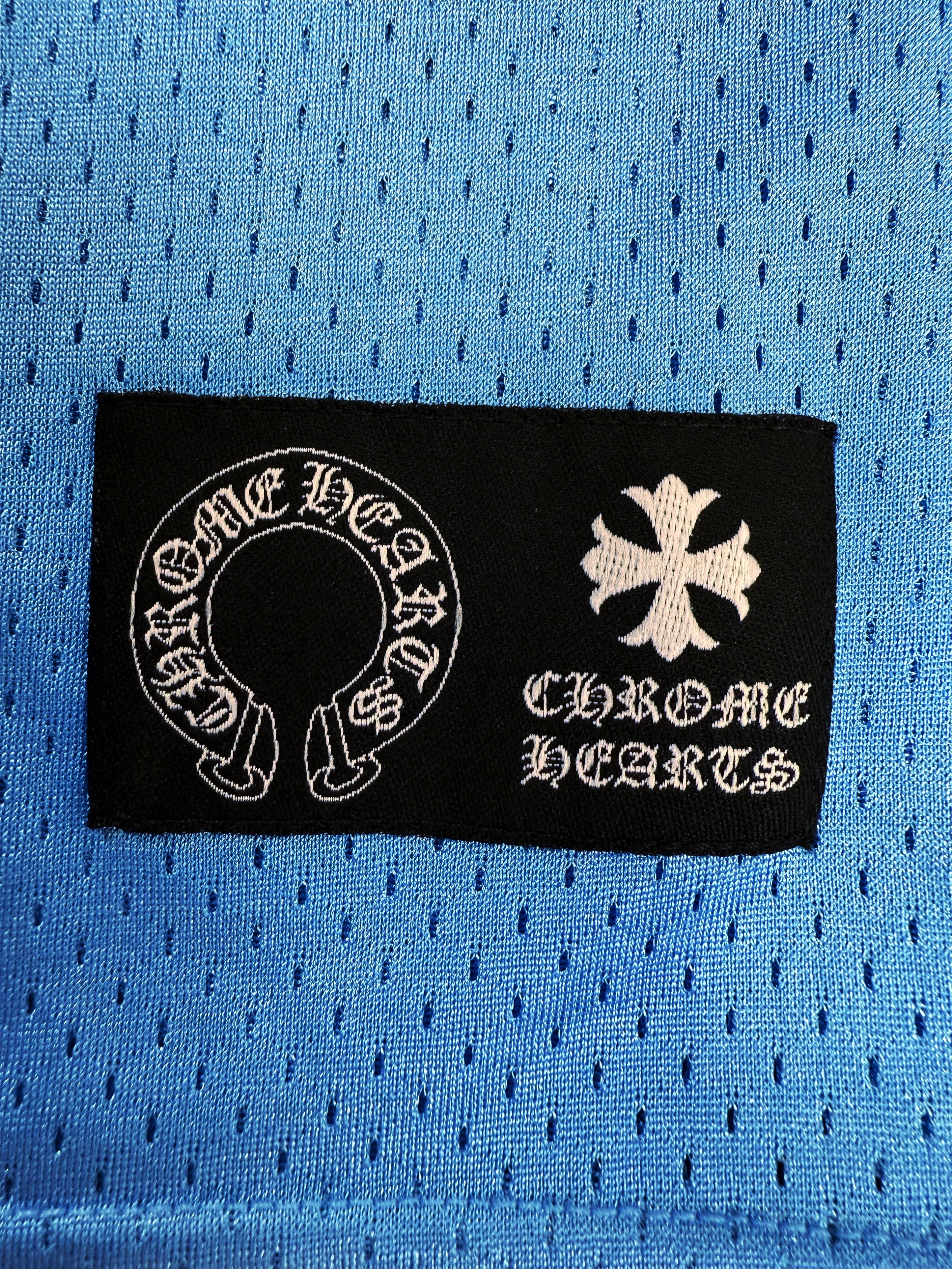 Chrome Hearts Ice Blue CH Floral Sleeve Mesh Jersey