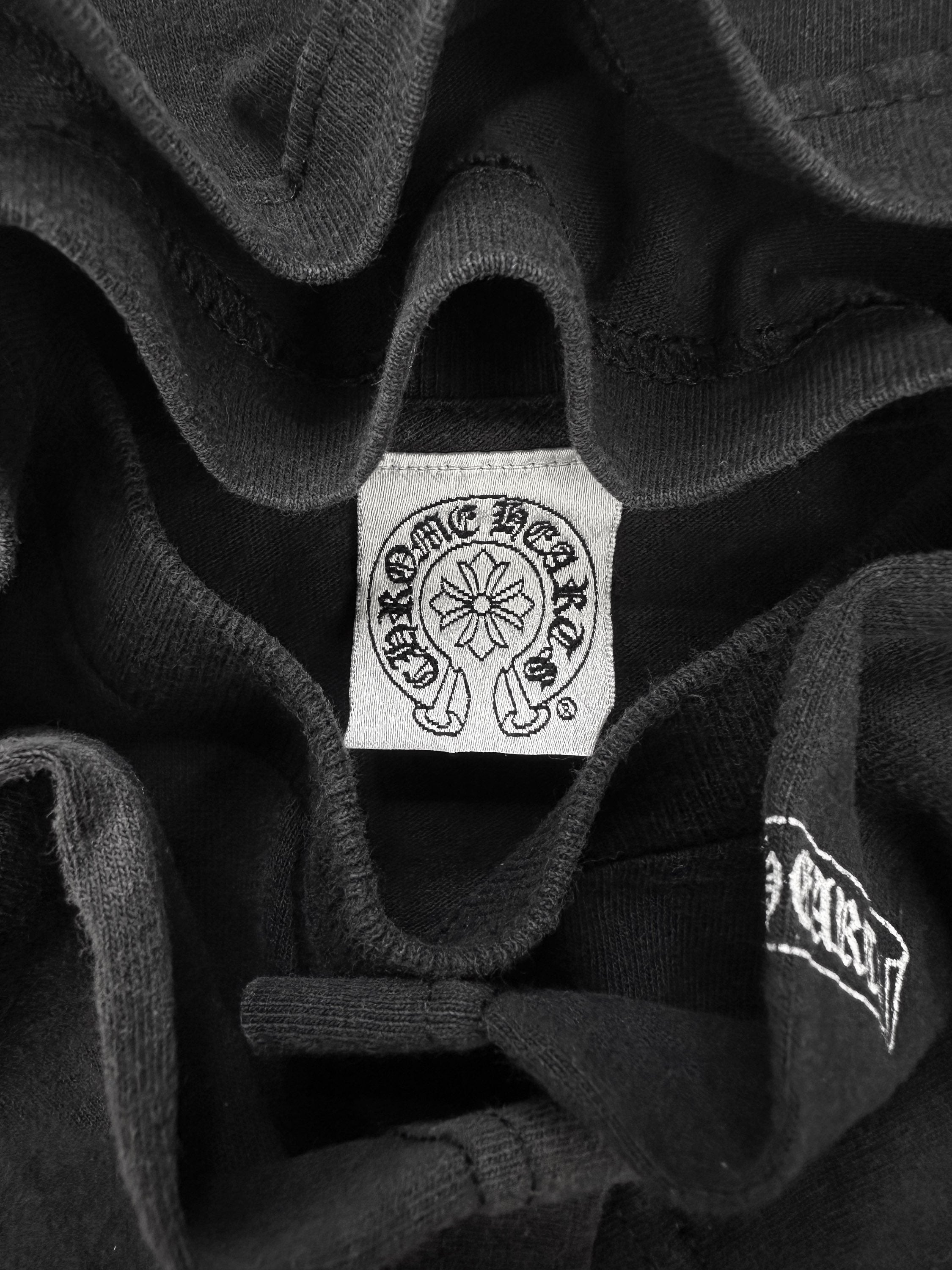 00s Chrome Hearts ‘Scroll’ Logo Washed Grey Pocket T-Shirt
