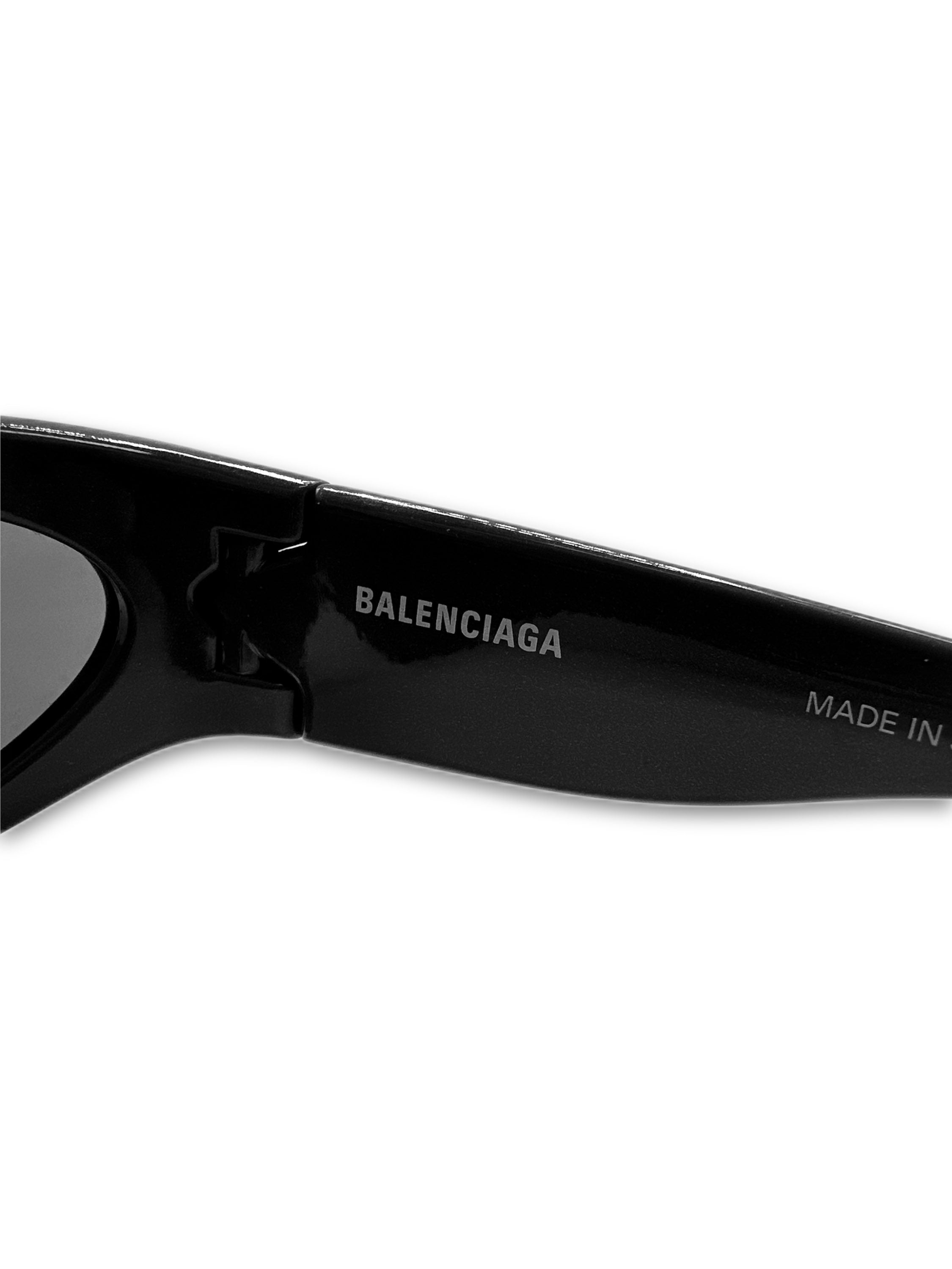 Balenciaga Swift Oval Black Glossy Logo Sunglasses