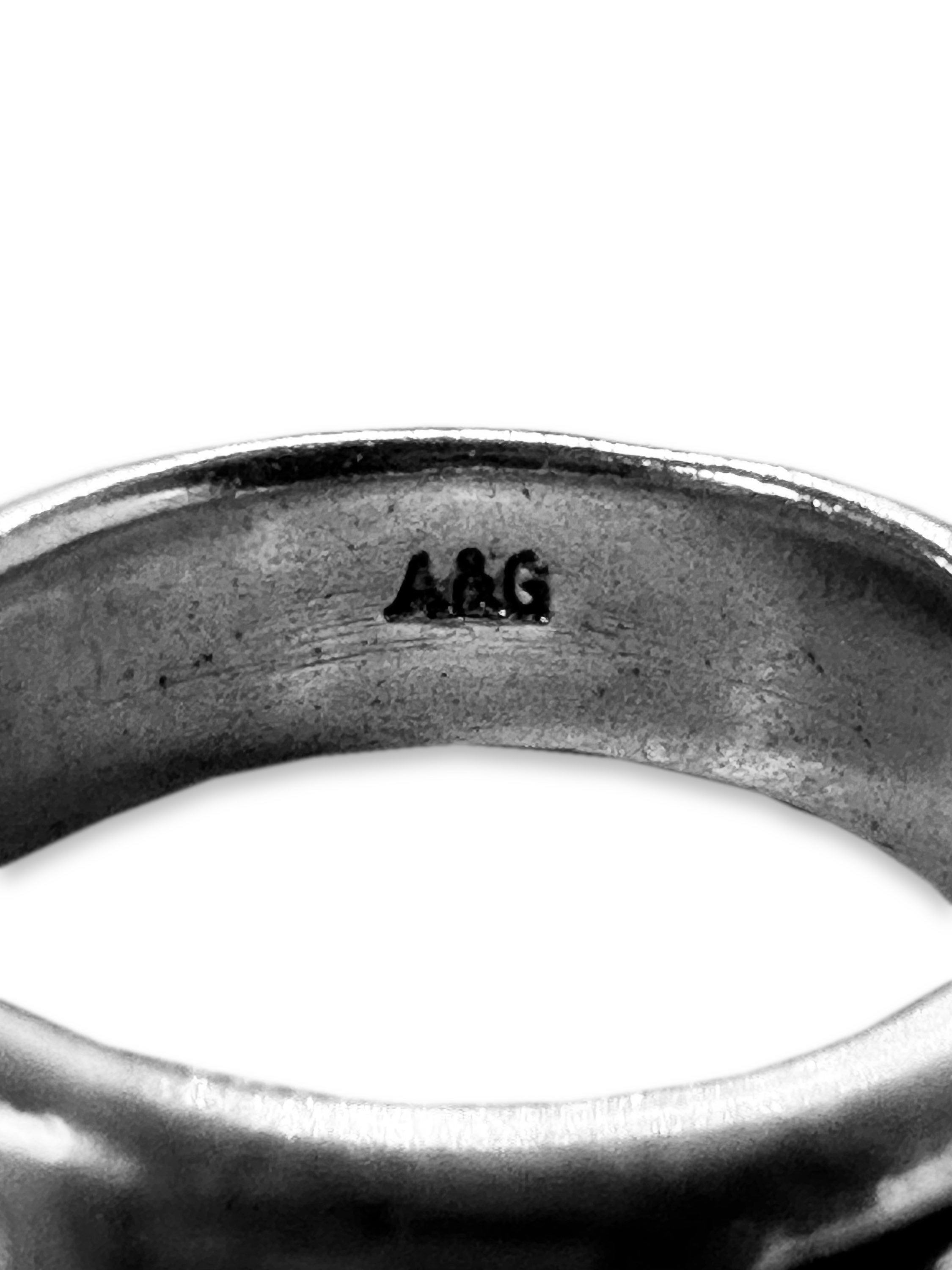 90s A&G Rock ‘n Roll Couture .925 Silver Etched Ring