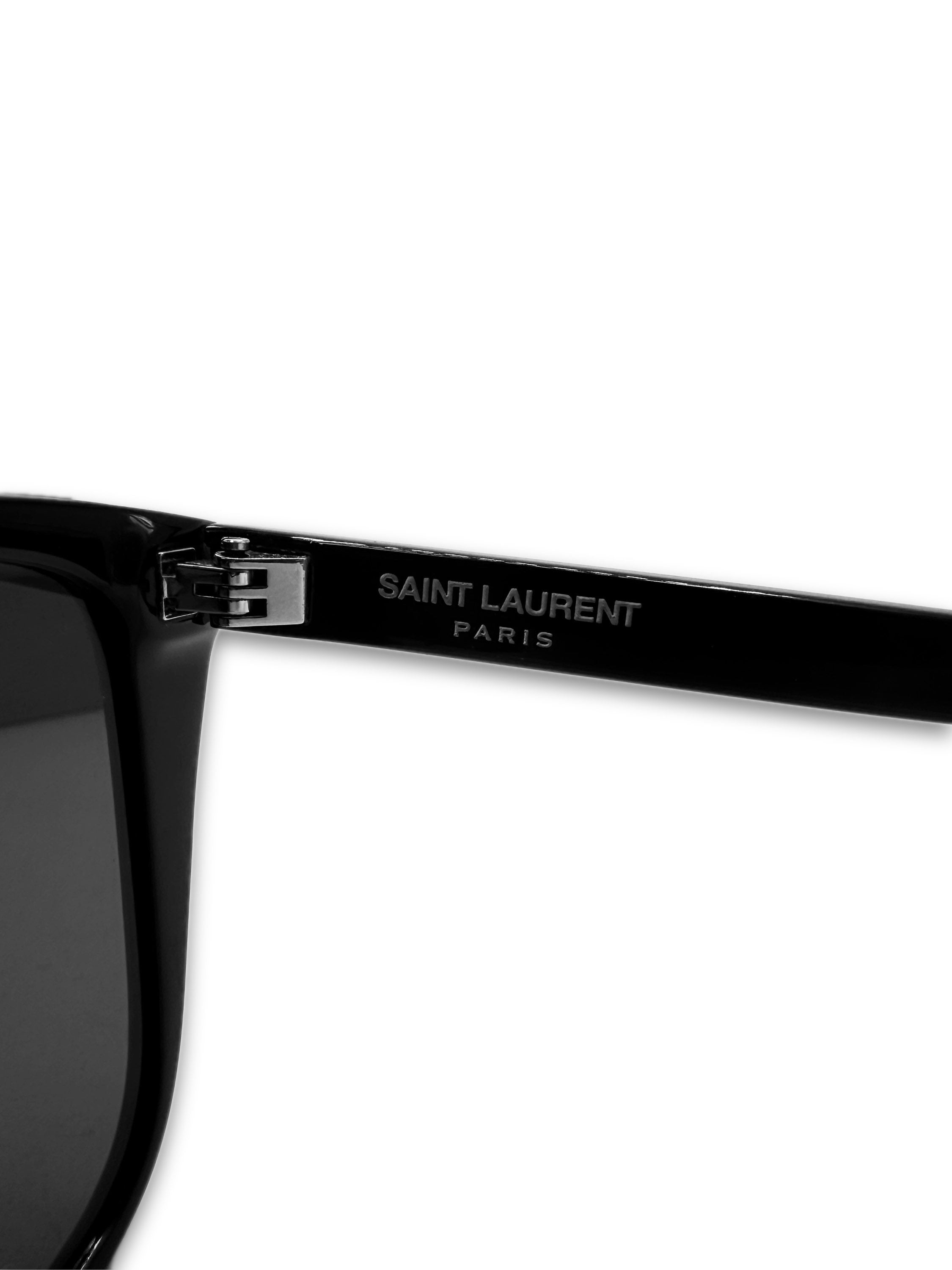 Saint Laurent Black Wayfarer Silver Logo Sunglasses