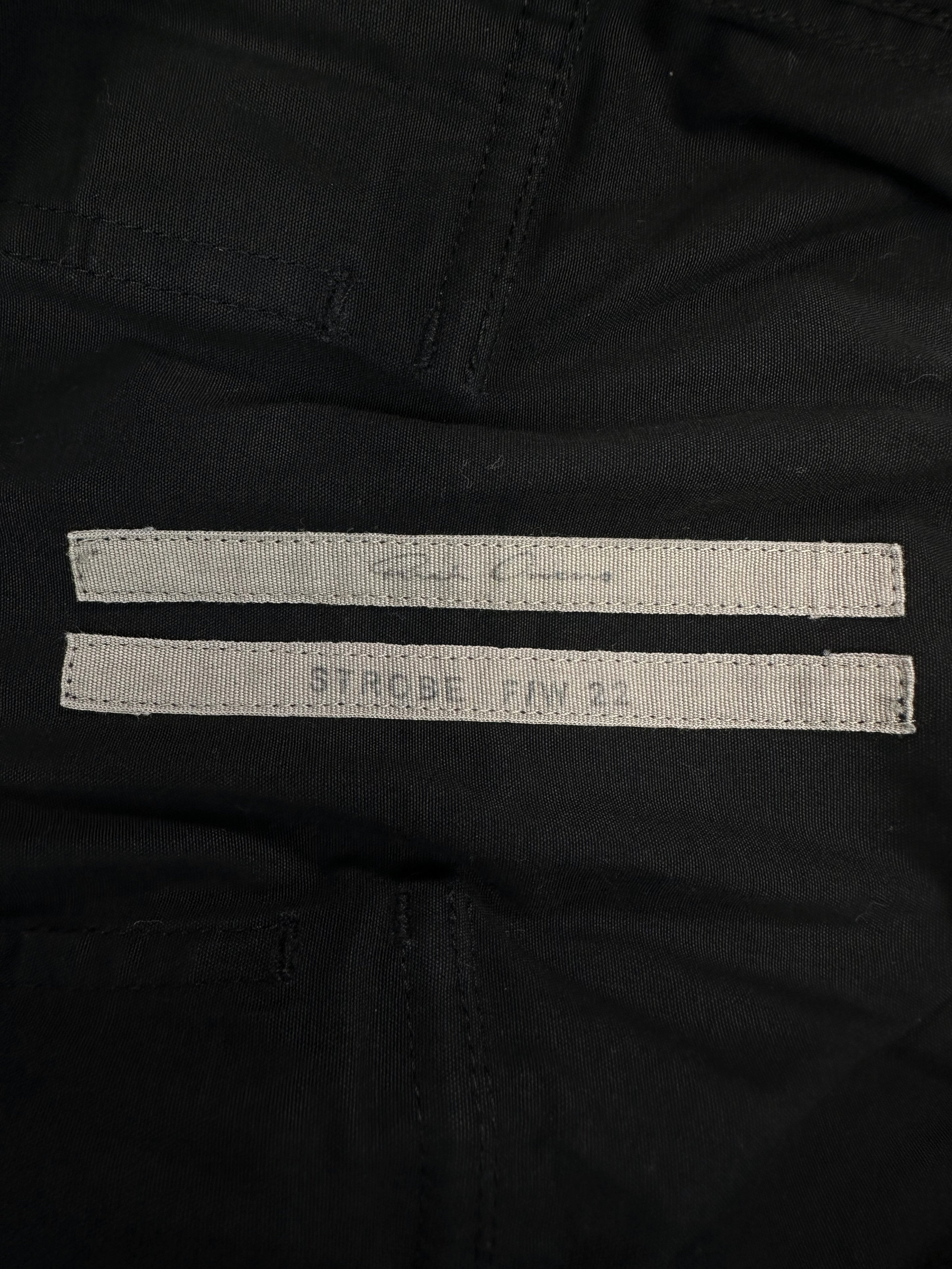 AW22 Rick Owens ‘Strobe’ Drop Crotch Black Cargo Pod Shorts