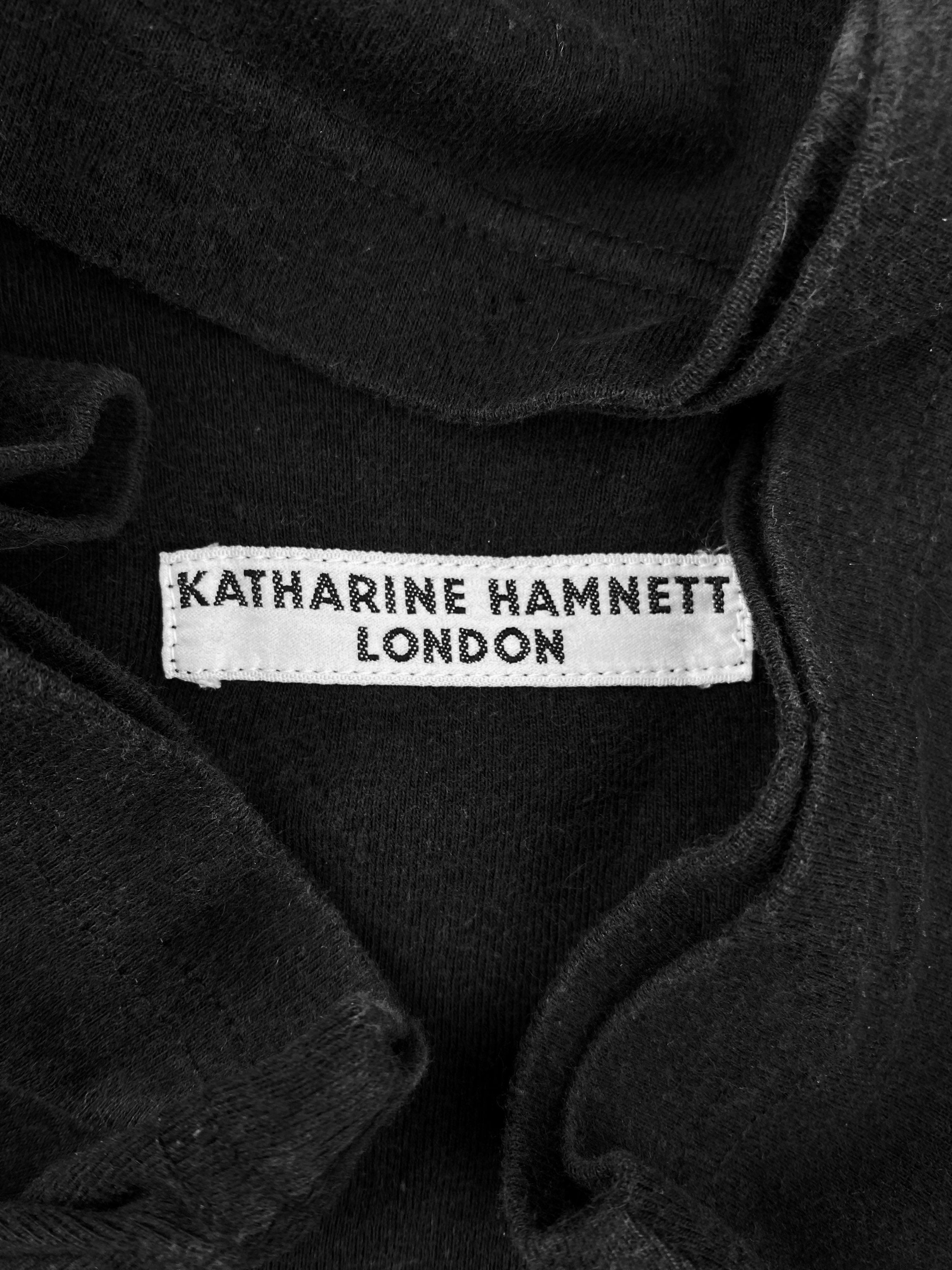Katharine Hamnett Fitted Chest Spellout Logo Black T-Shirt