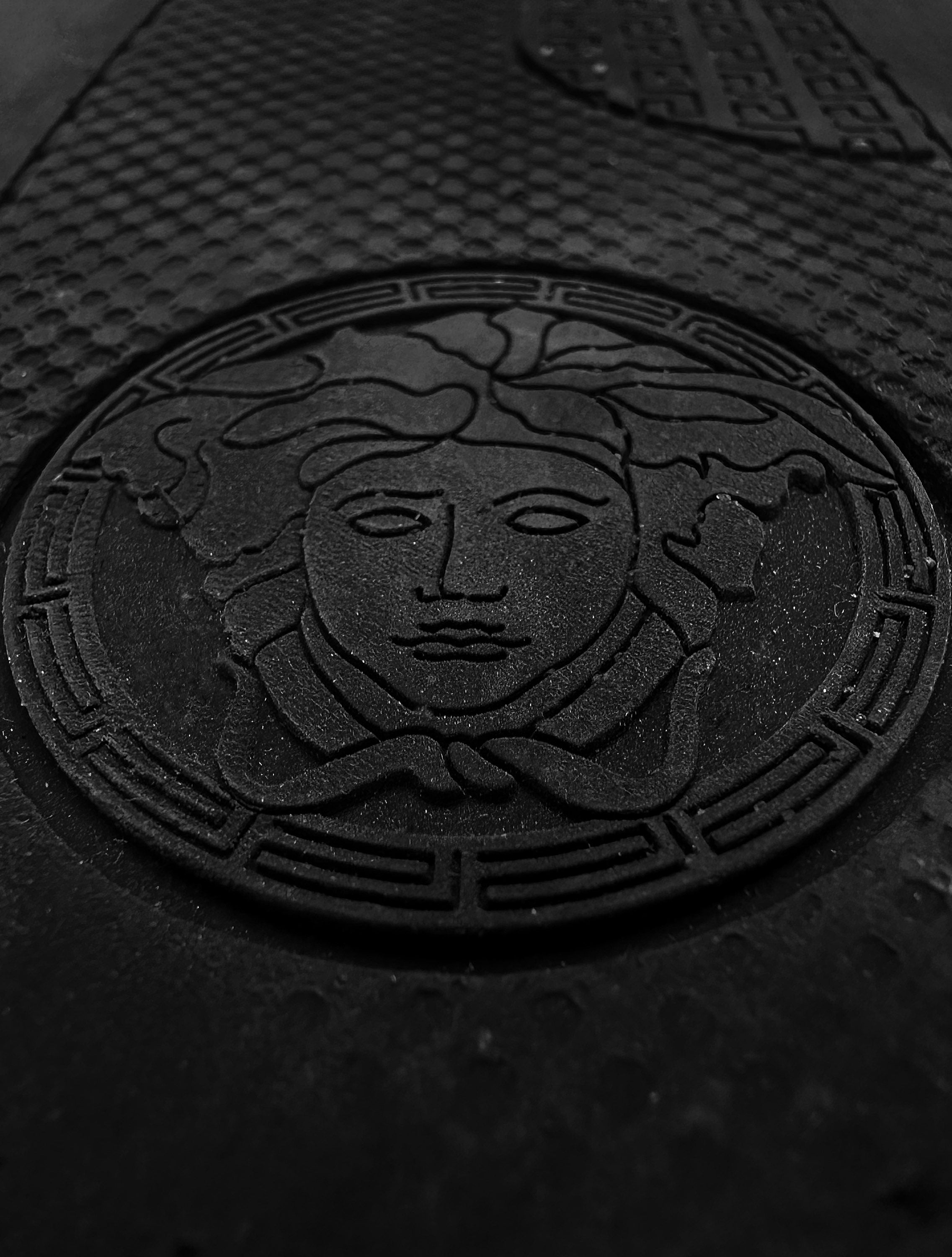 00s Versace Black Medusa Logo Leather Hi-top Sneakers