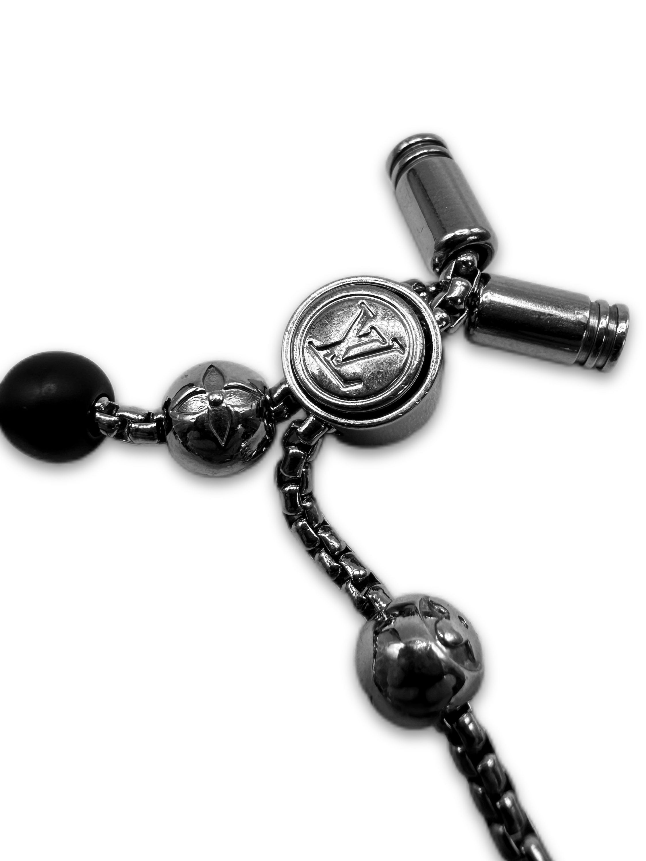 Louis Vuitton Silver LV Monogram ‘Beaded’ Bracelet